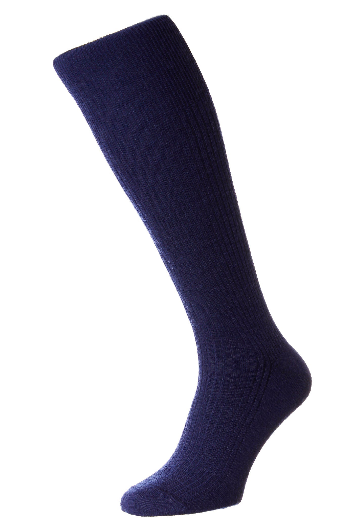 HJ Hall Men's Half-Hose Ribbed Wool Socks - Immaculate in Dark Navy