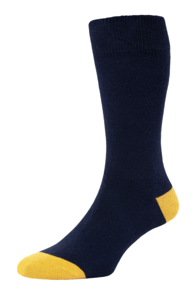 Contrast Heel & Toe Cotton Socks Navy
