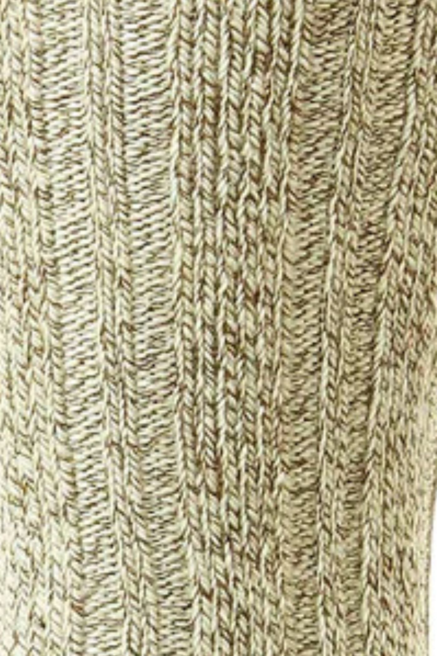 HJ Hall Men's Chunky Knit Cotton Boot Socks in Beige – close-up detail