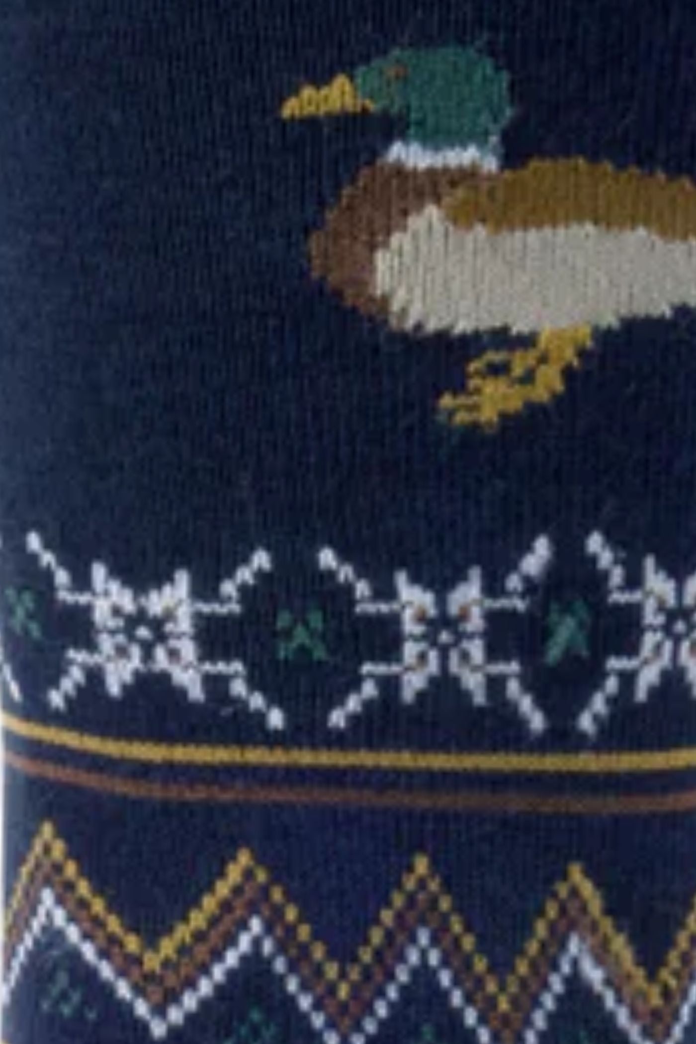 HJ Hall Men's Country Animal Fairisle Cotton Socks in Navy – pattern close-up