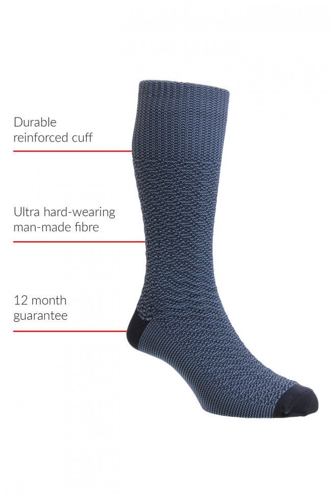 HJ Hall Half Hose Textured Jacquard Work Boot Socks - Indestructible – product information graphic