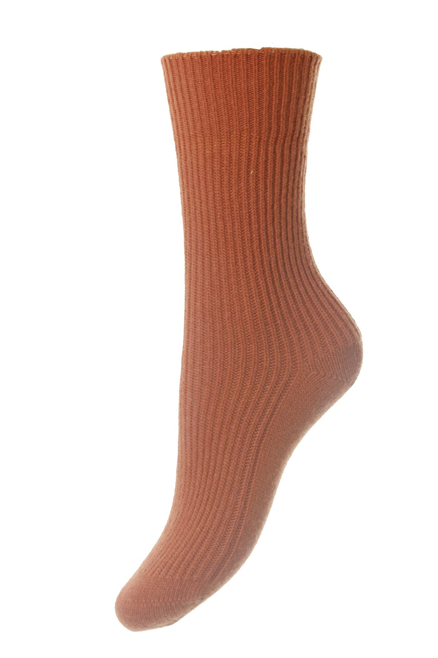 HJ Hall Women's Cashmere Blend Lounge Socks in Ginger
