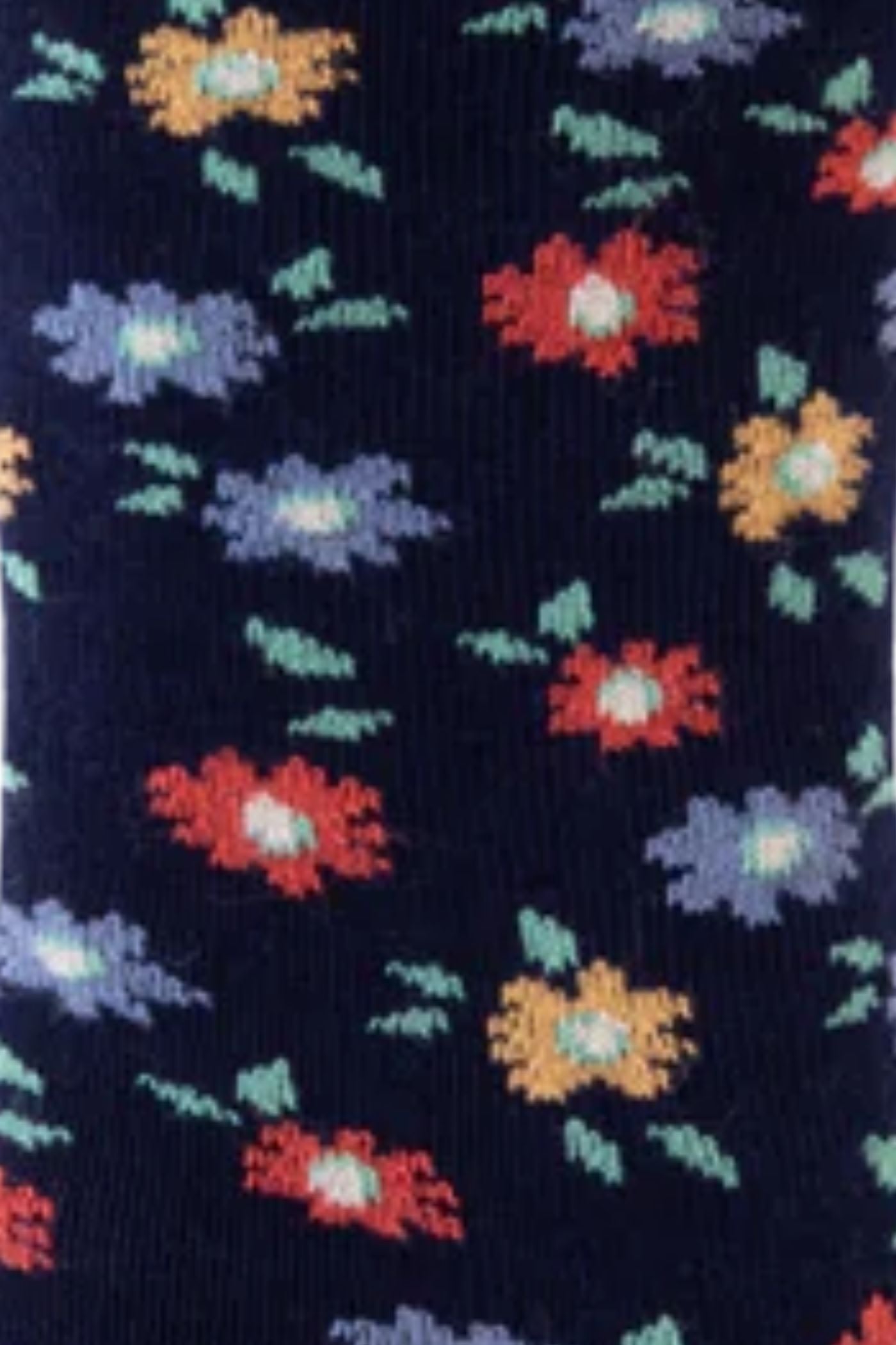 HJ Hall Women's Floral Cotton Comfort Top Socks in Navy – close-up detail