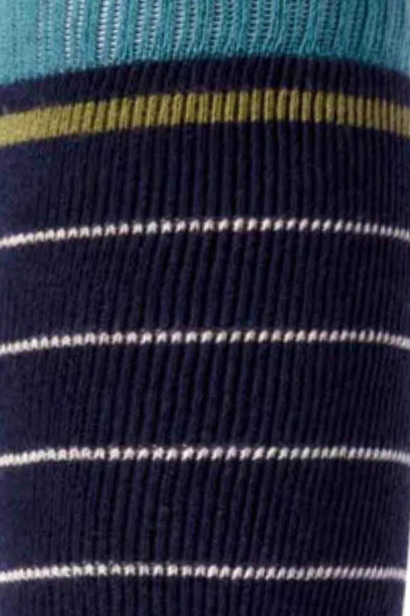 HJ Hall Women's Stripe Terrycloth Cotton Welly Socks in Navy – close-up detail