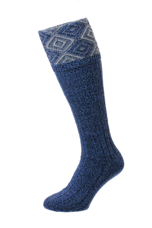 Diamond Texture Shooting Socks - Duncliffe Denim Marl 11-13