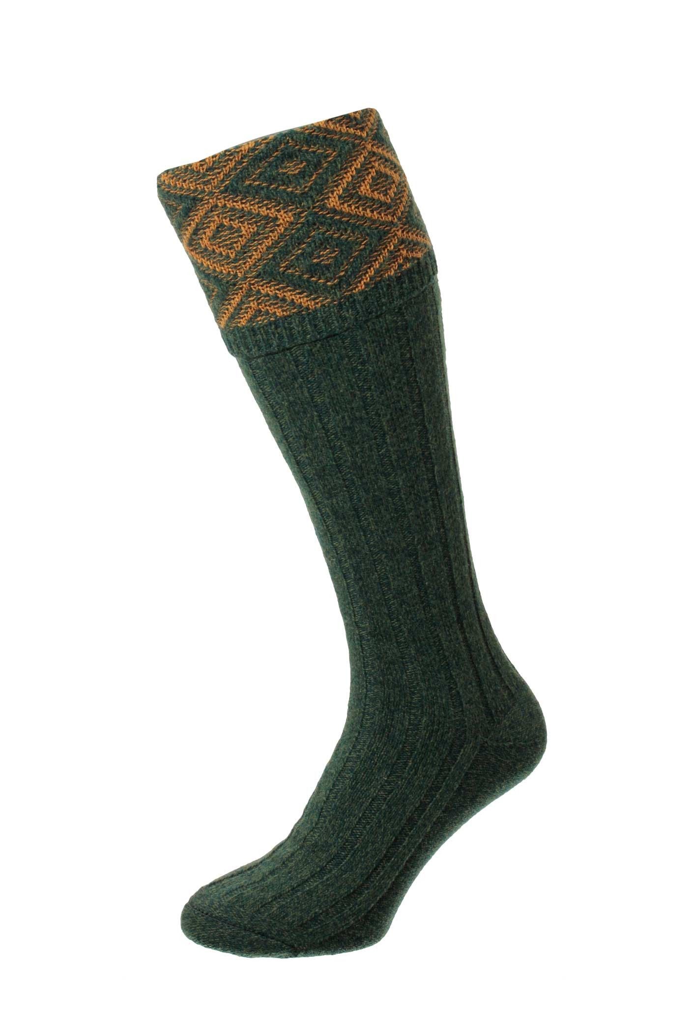 HJ Hall Diamond Texture Shooting Socks - Duncliffe in Forest Marl