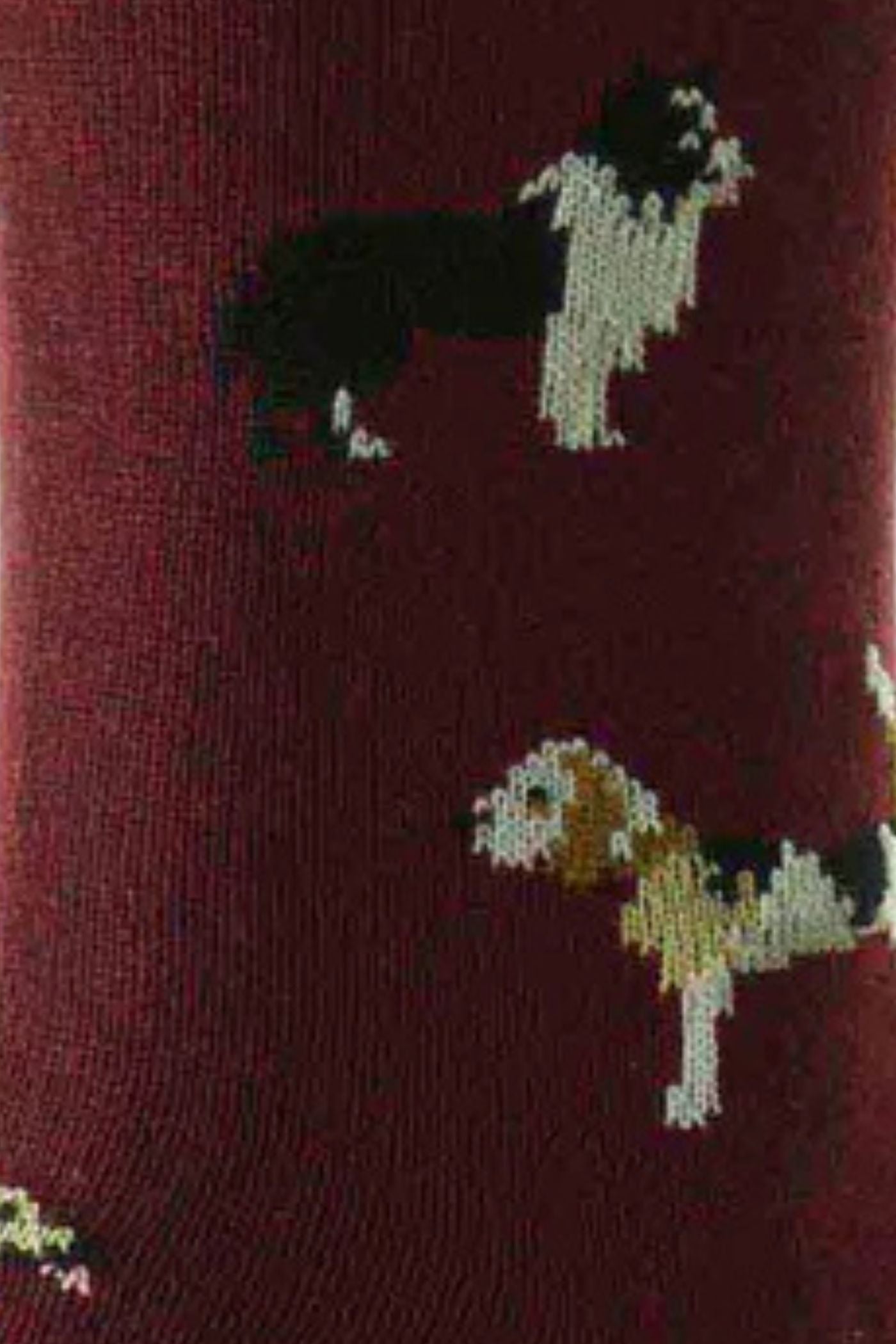 HJ Hall Men's Country Dogs Motif Cotton Socks in Burgundy – close-up detail
