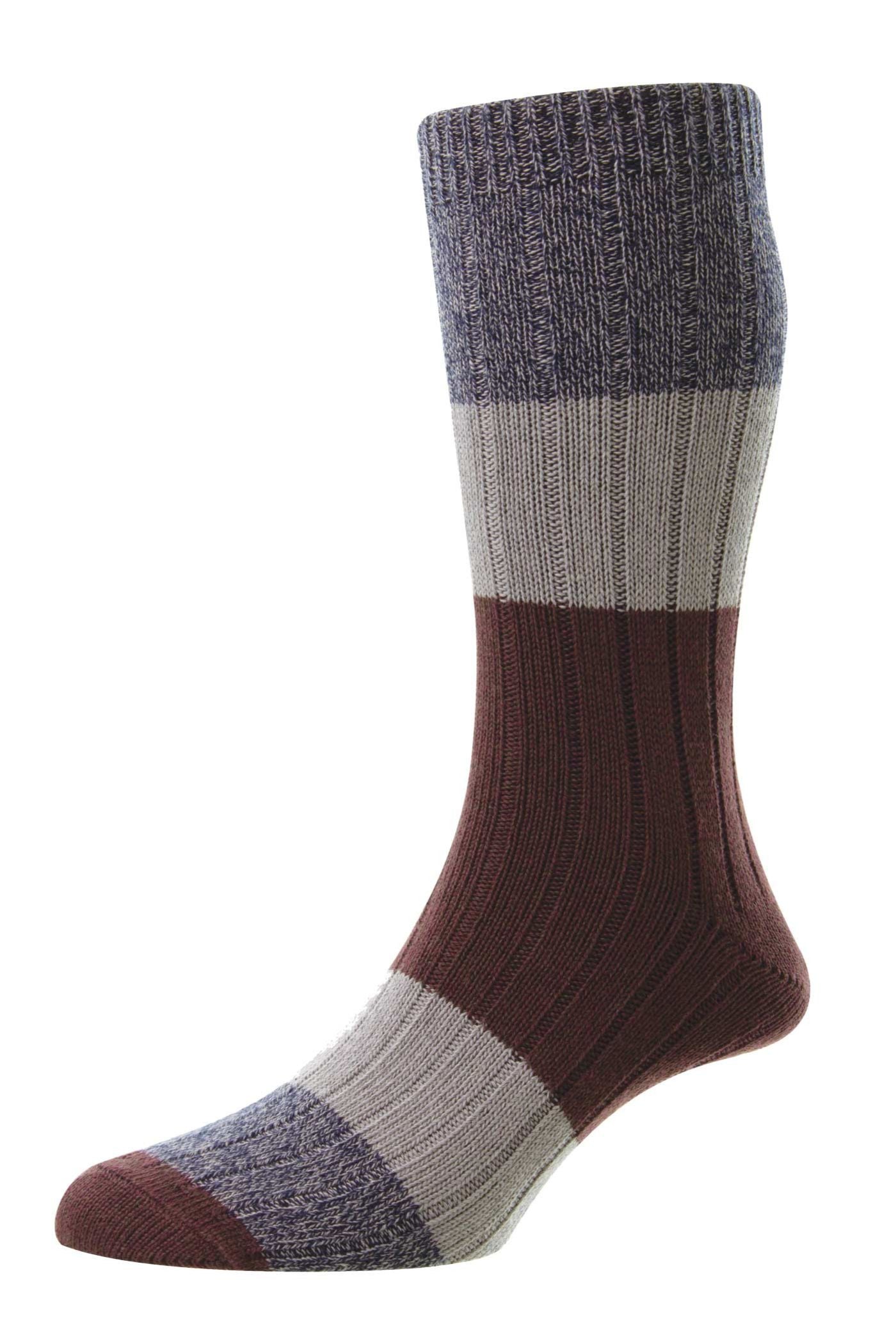 HJ Hall Chunky Cotton Socks - Acacia in Steel