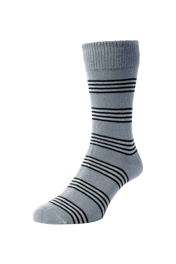 Men's Mid-Weight Stripe Organic Cotton Socks Stone 6-11