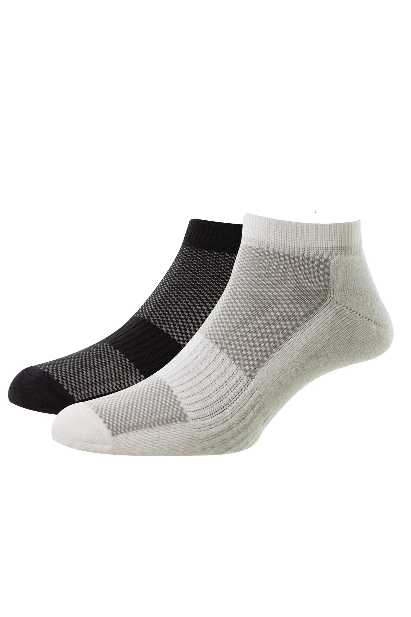 HJ Hall Bamboo Trainer Liner - 2-Pair Pack in Black/White
