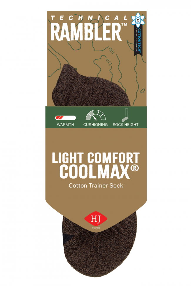 HJ Hall Coolmax Cotton Hiking Trainer Socks - Technical Rambler – alternate view