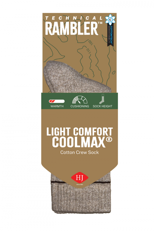HJ Hall Coolmax Cotton Crew Hiking Socks - Technical Rambler – alternate view