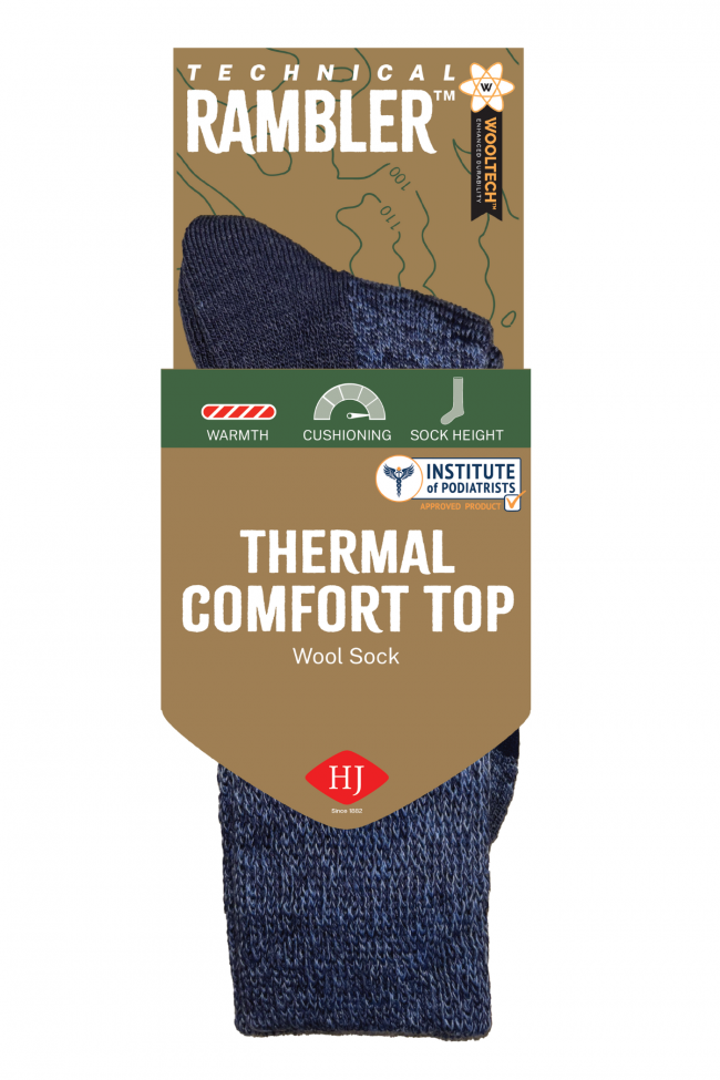 HJ Hall Thermal Wool Comfort Top Hiking Socks - Technical Rambler – alternate view