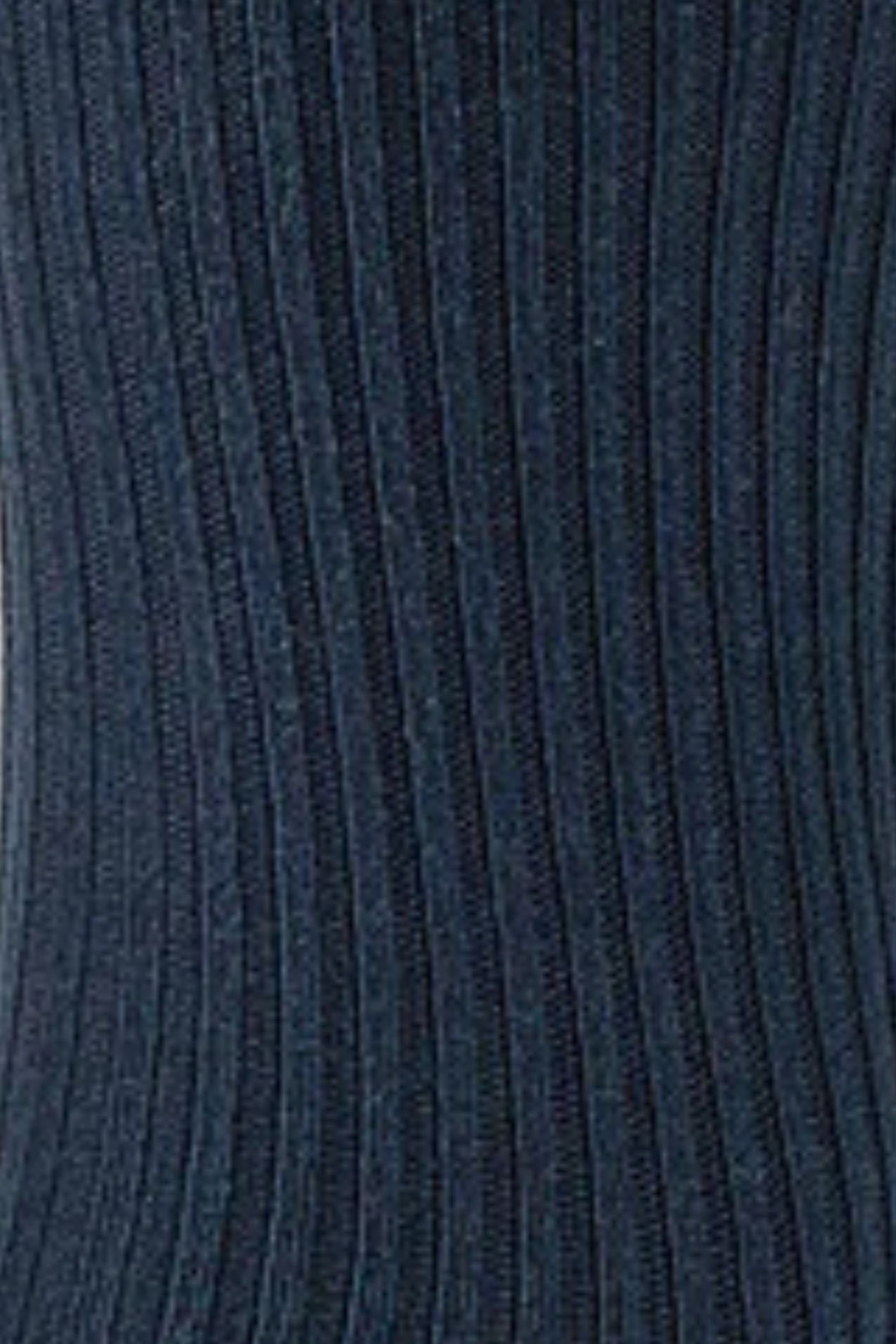 HJ Hall Women's Ribbed Cotton Softop Socks in Navy – pattern close-up