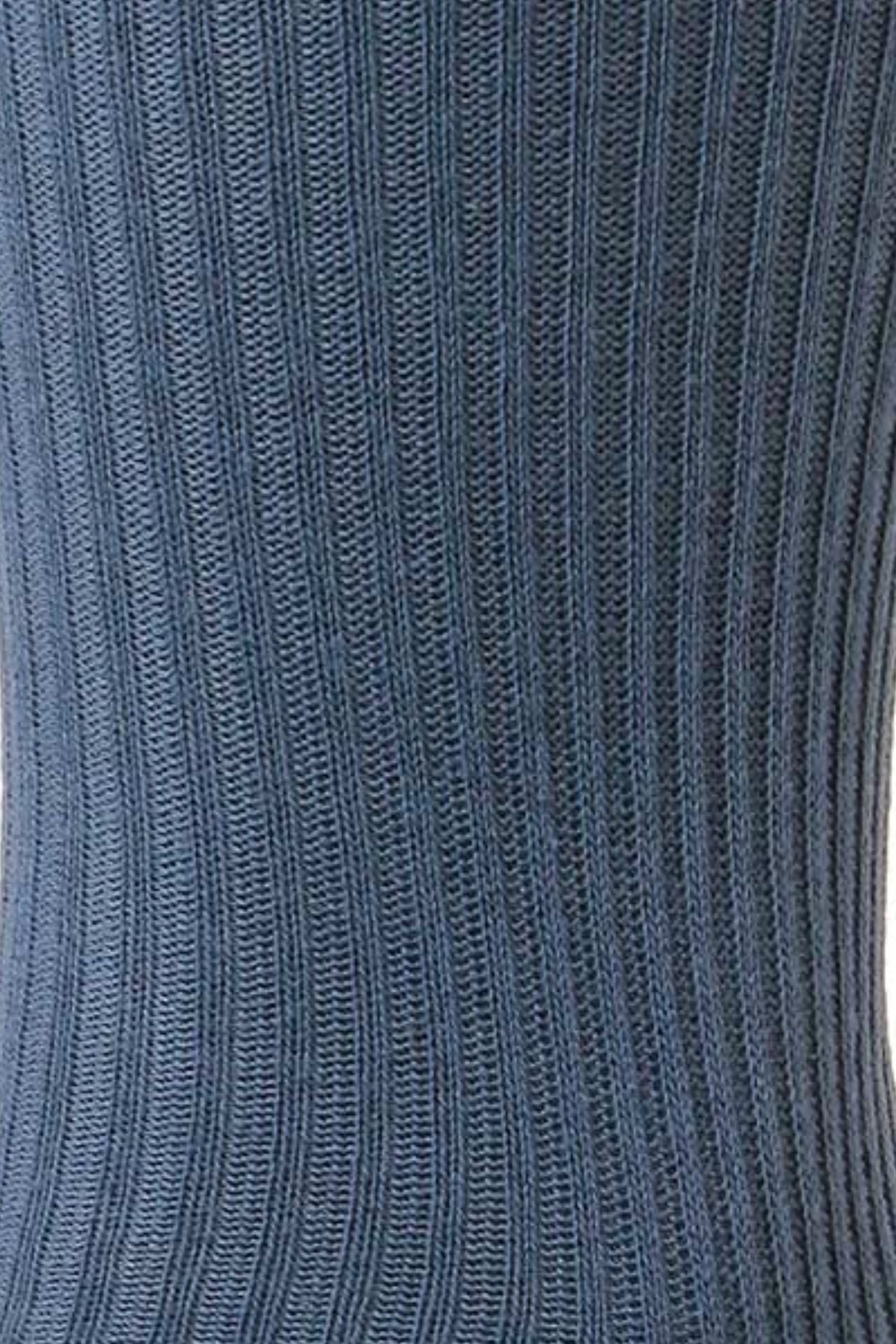 HJ Hall Men's Ribbed Cotton Softop Socks in Slate Blue – pattern close-up