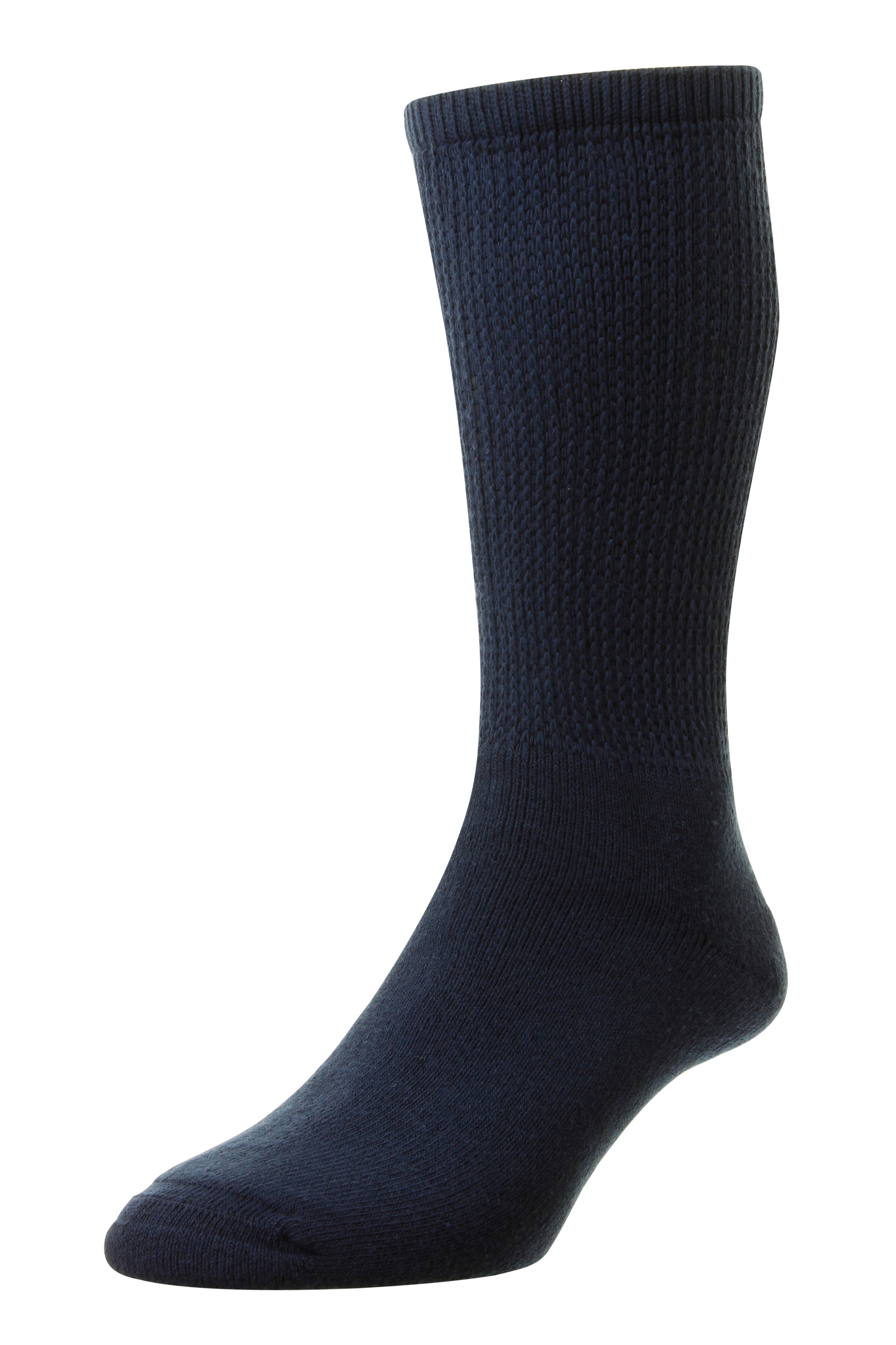 HJ Hall Men's Diabetic Mid-Calf Cotton Men's Socks in Navy