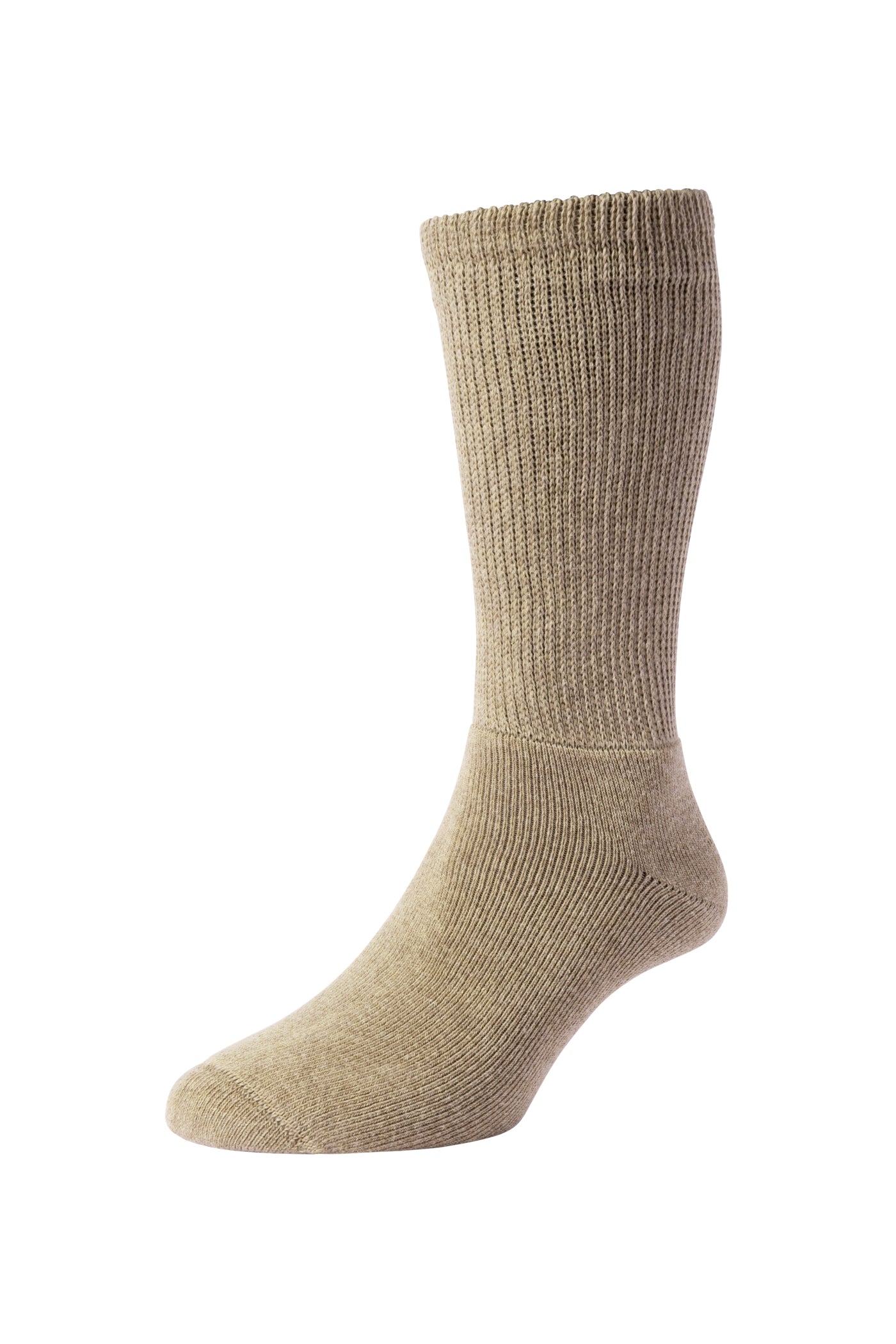 HJ Hall Men's Diabetic Mid-Calf Cotton Men's Socks in Oatmeal