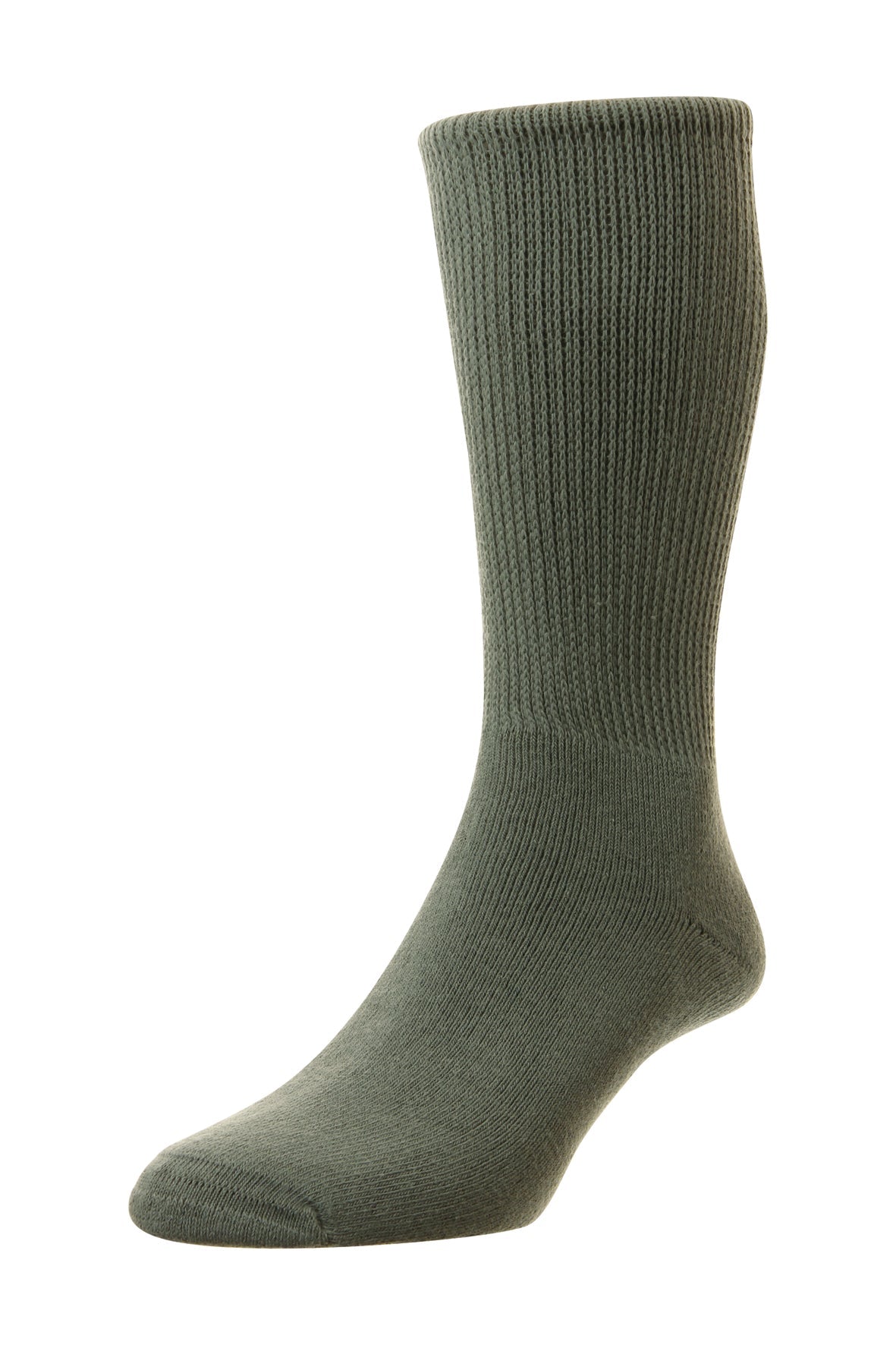 HJ Hall Men's Diabetic Mid-Calf Cotton Men's Socks in Olive