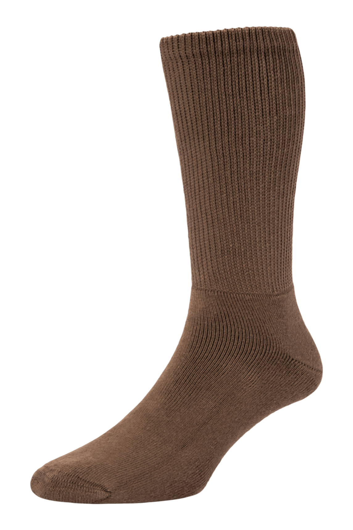 HJ Hall Men's Diabetic Mid-Calf Cotton Men's Socks in Brown