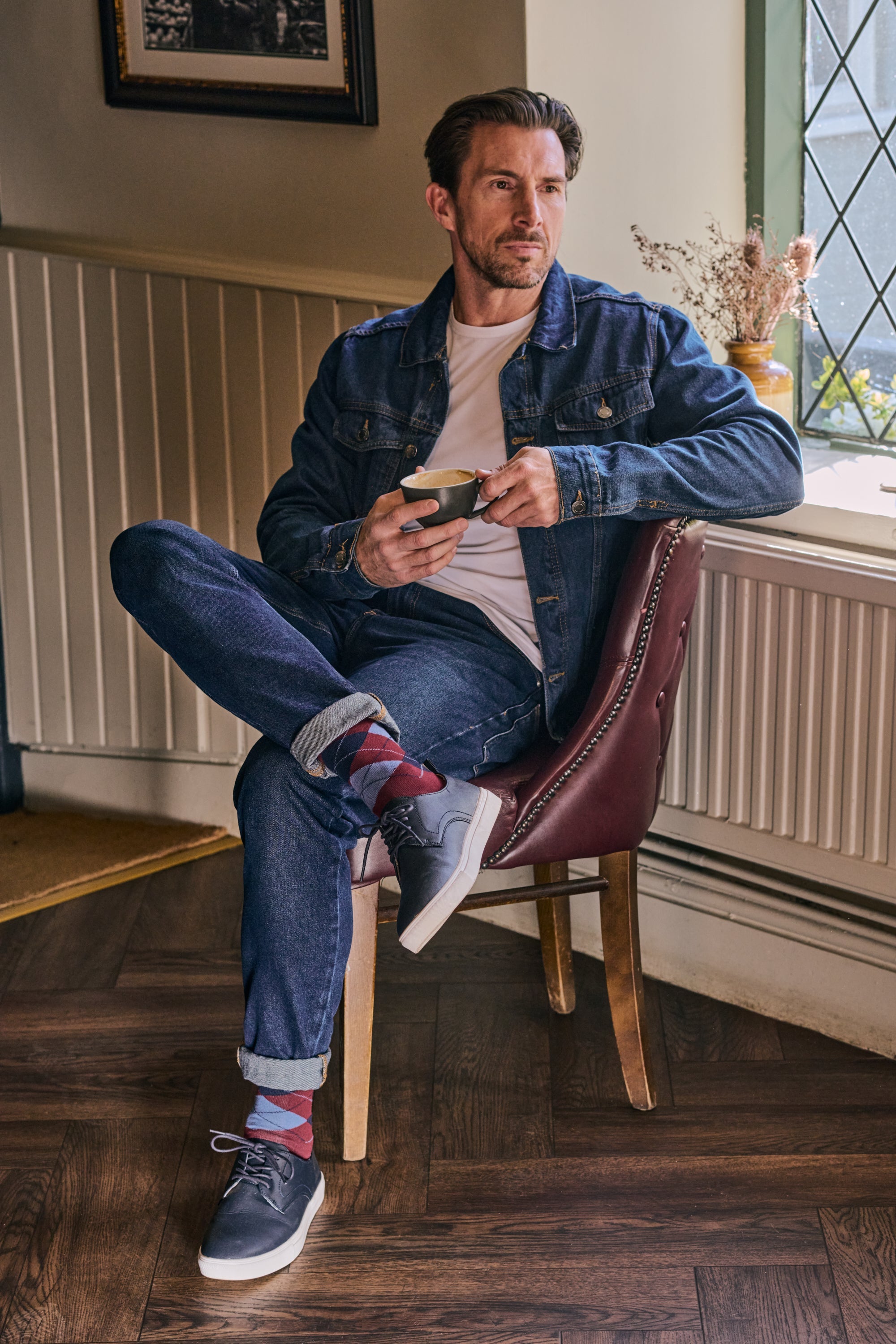 HJ Hall Men's Argyle Organic Cotton Comfort Top Socks – alternate view