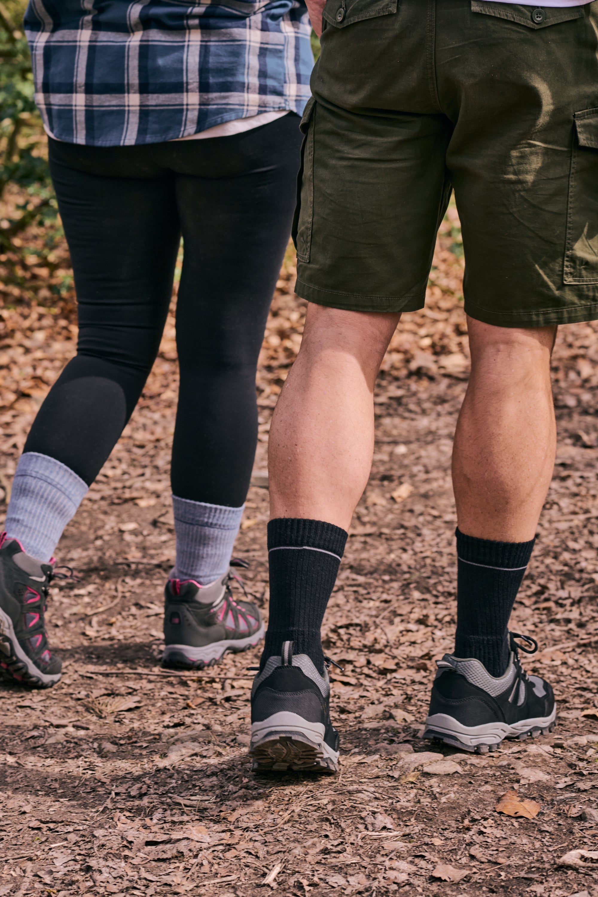 HJ Hall Coolmax Cotton Crew Hiking Socks - Technical Rambler in Navy – lifestyle shot