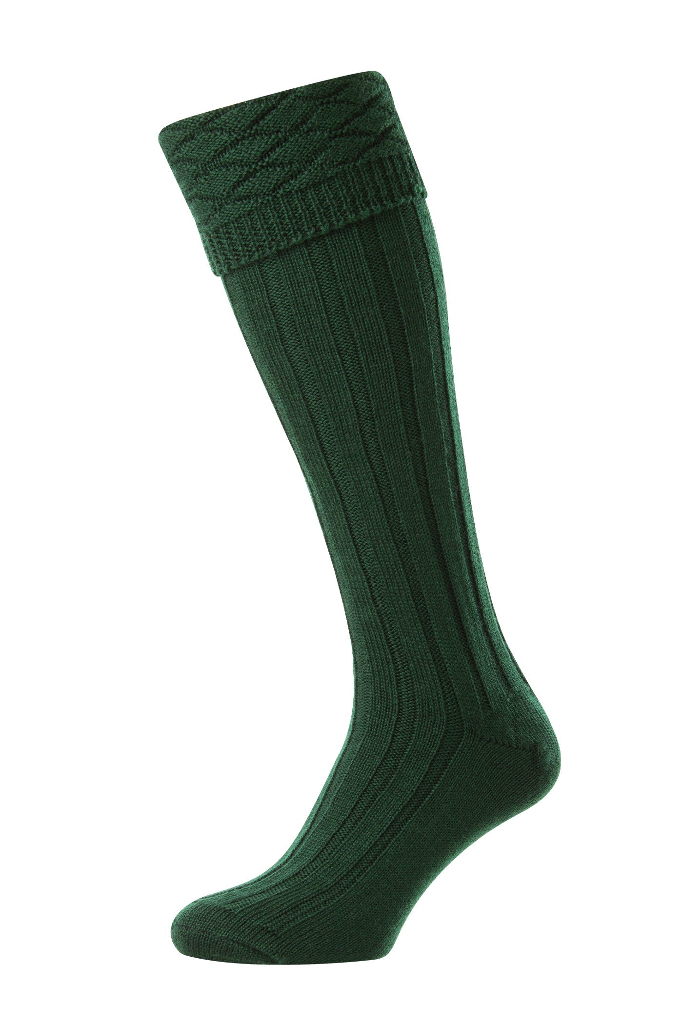 HJ Hall Men's Premium Wool Kilt Hose in Bottle Green