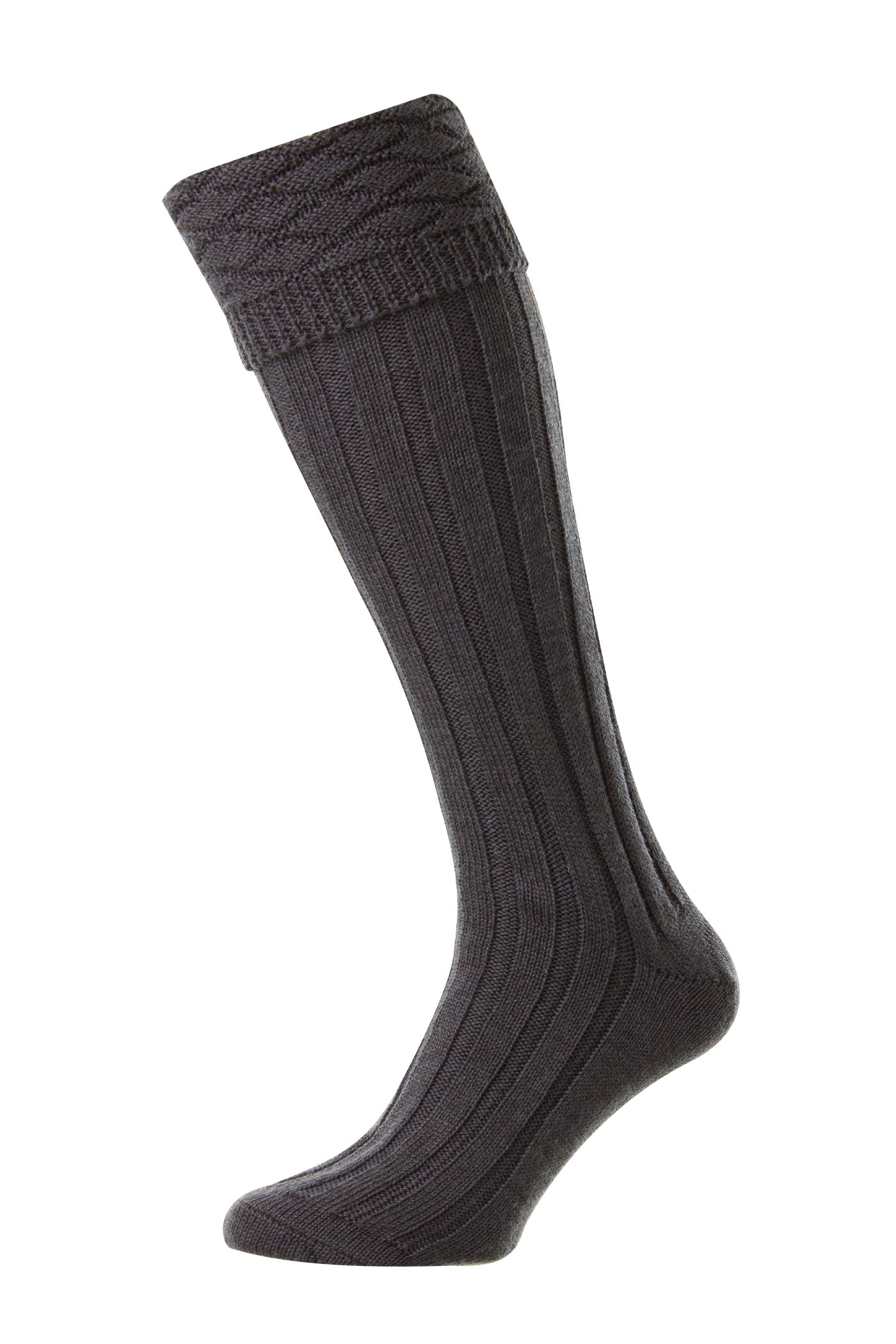 HJ Hall Men's Premium Wool Kilt Hose in Charcoal