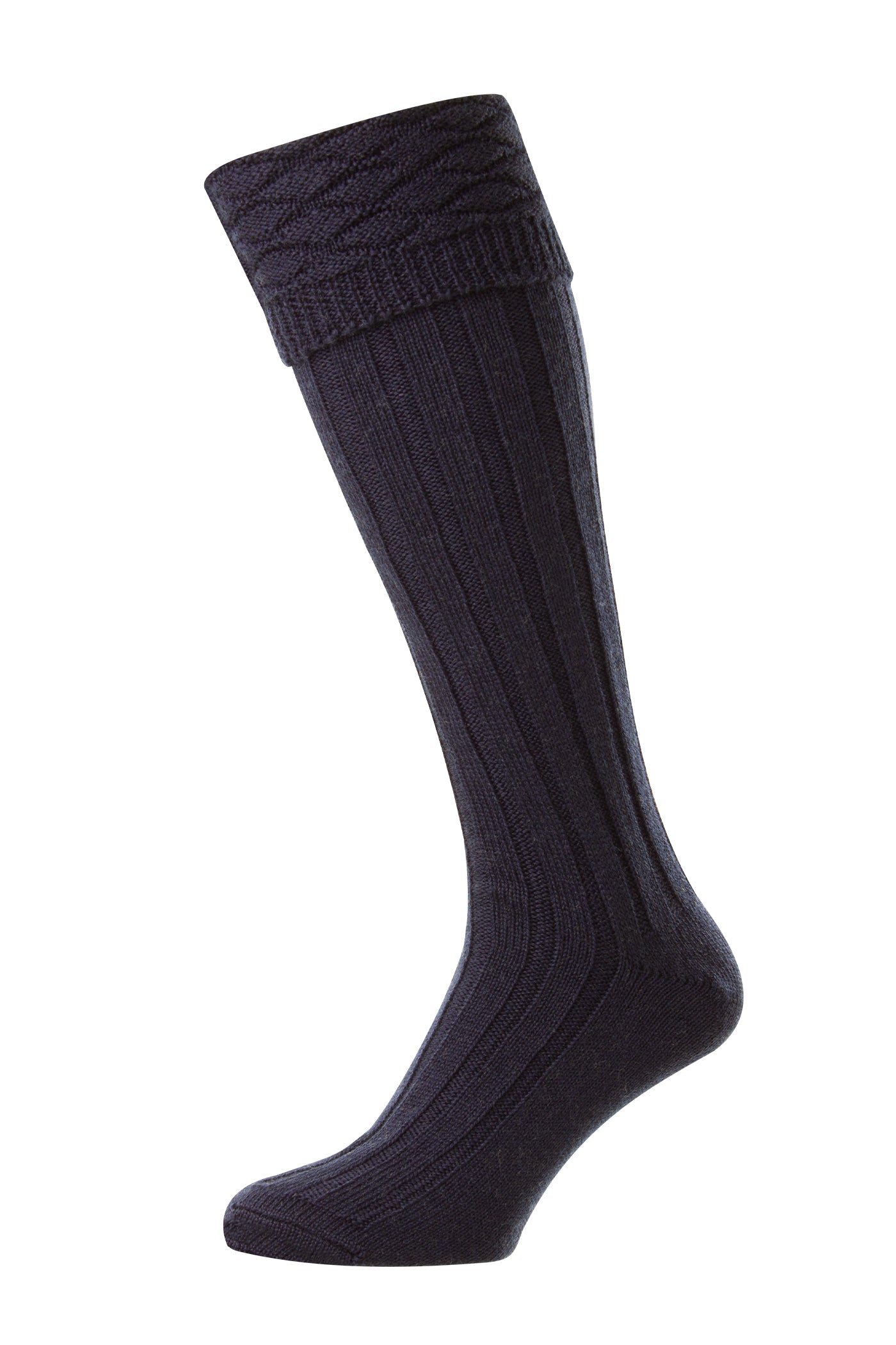 HJ Hall Men's Premium Wool Kilt Hose in Navy