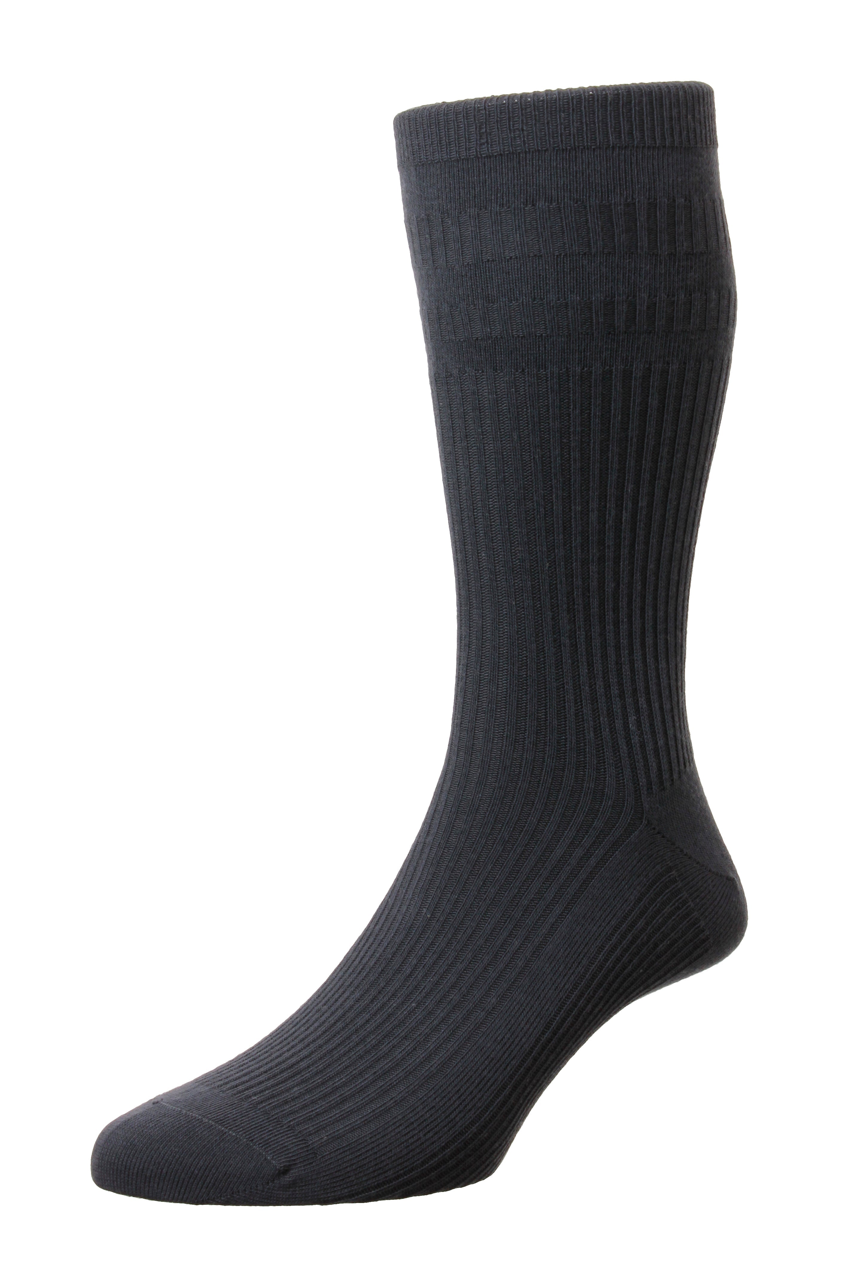 HJ Hall Men's Ribbed Cotton Softop Socks in Charcoal