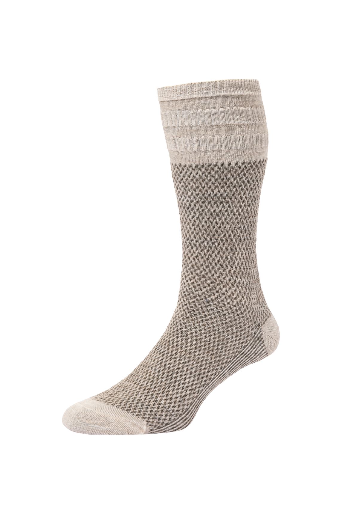HJ Hall Men's Jacquard Wool Softop Socks in Oatmeal