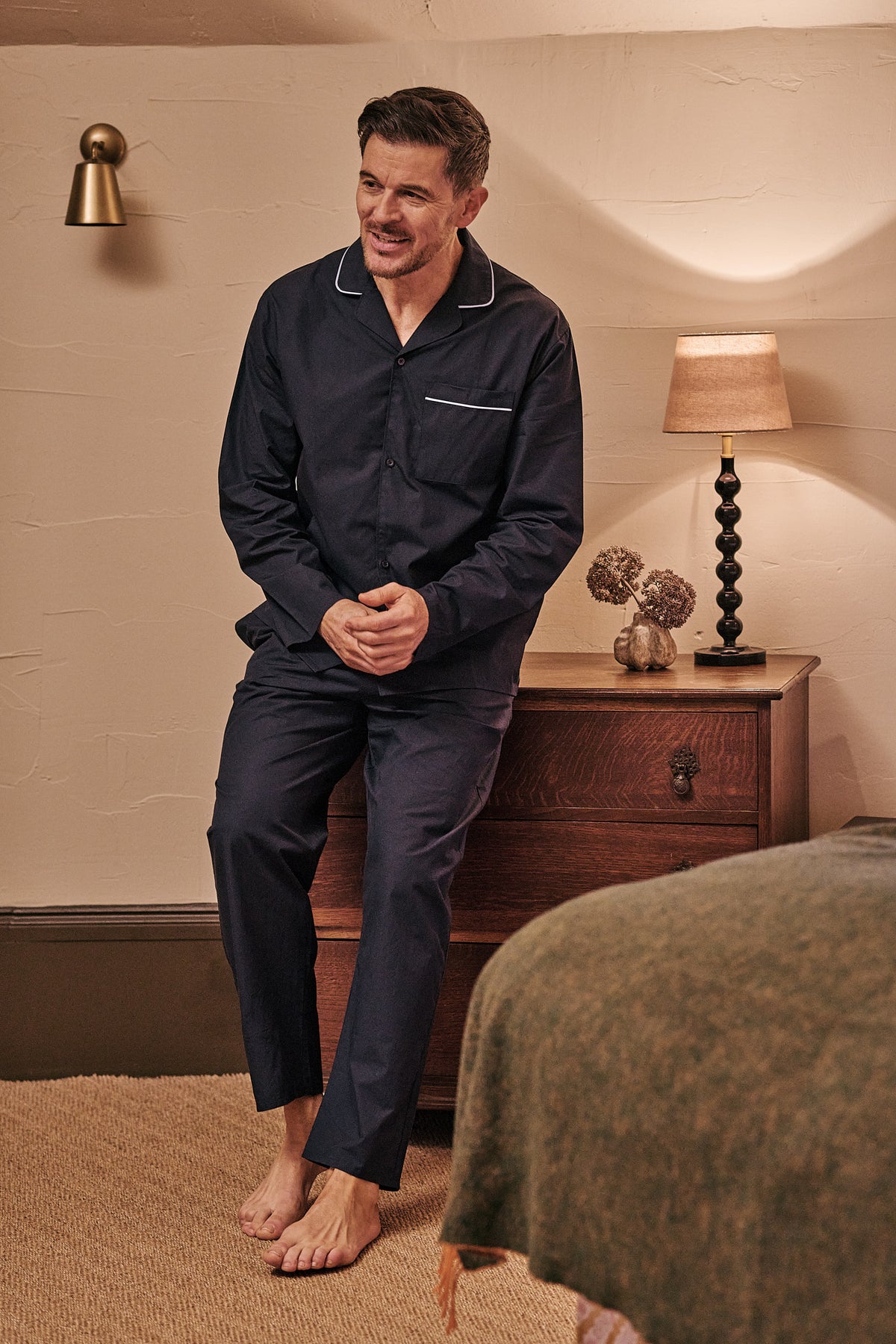 100% Cotton Poplin Dark Blue Pyjama Set