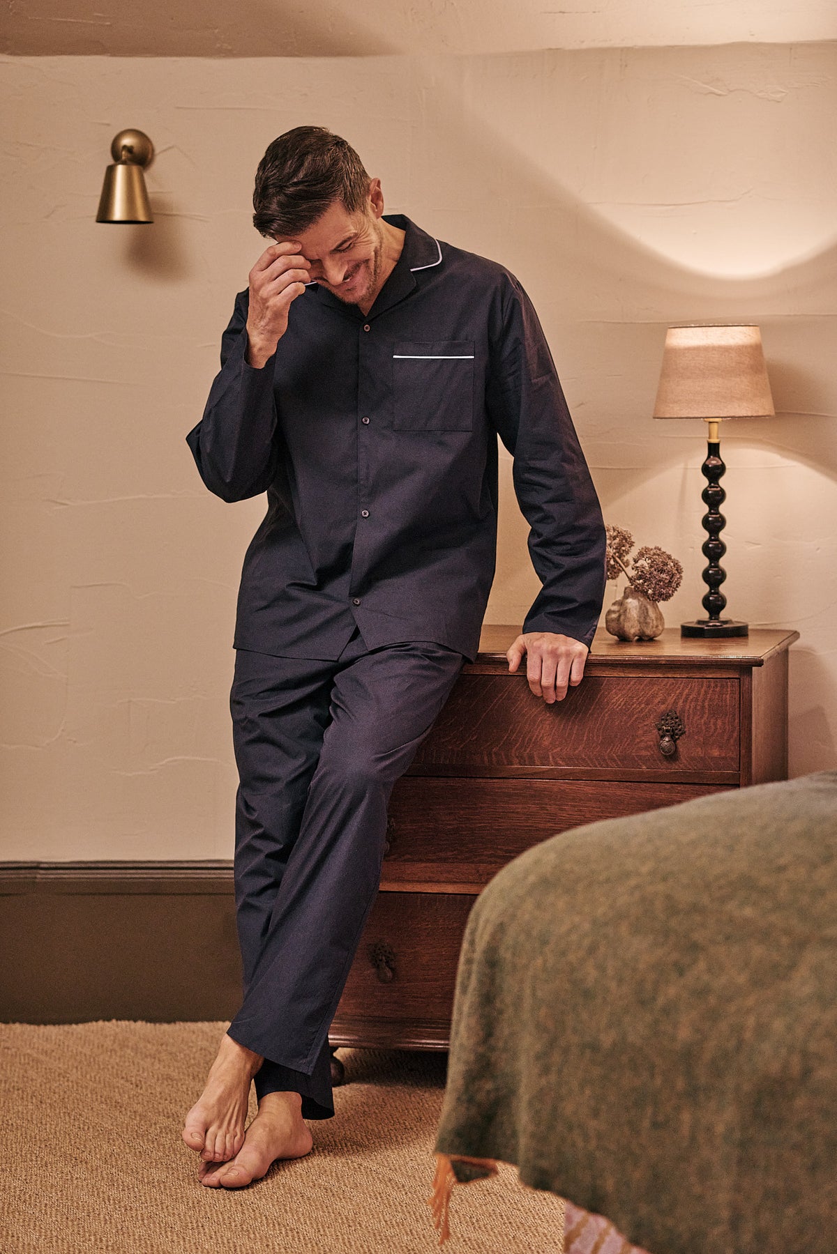 Men's 100% Cotton Poplin Dark Blue Pyjama Set