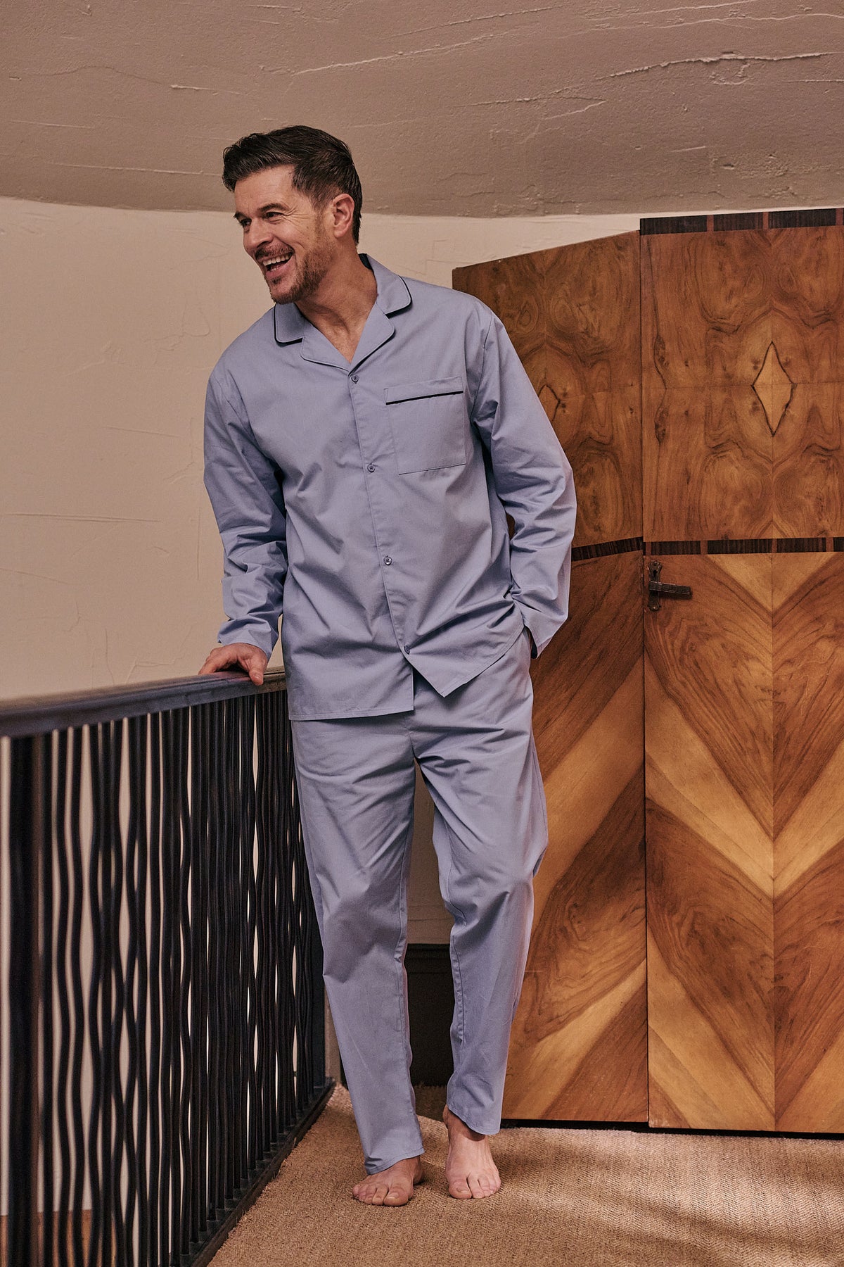 100% Cotton Poplin Light Blue Pyjama Set