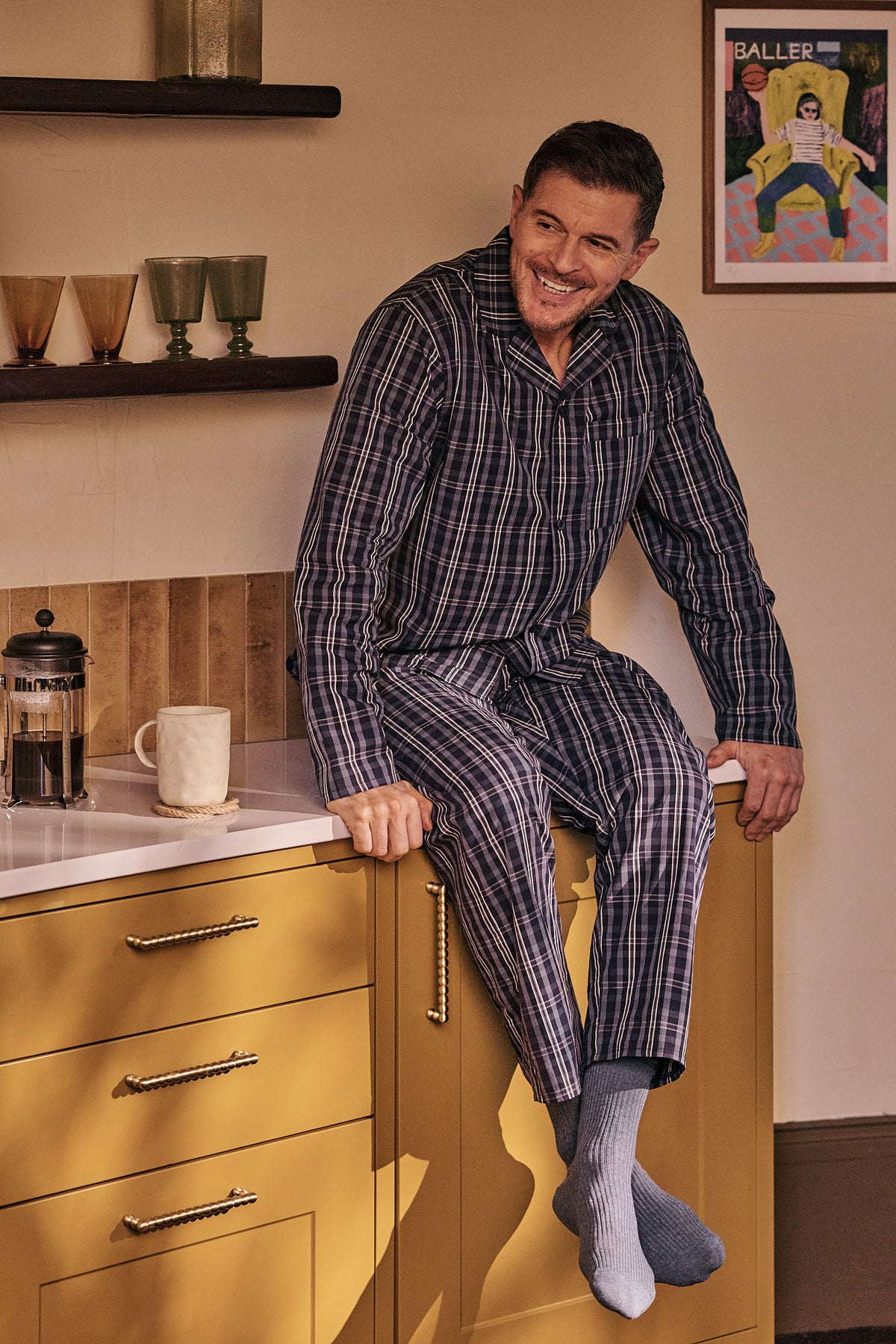 Men's 100% Cotton Poplin Check Pyjama Set