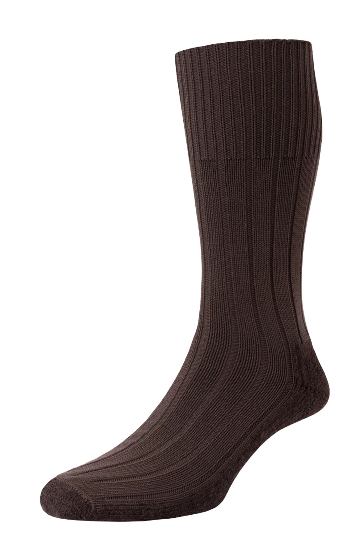 HJ Hall Men's Cushion Sole Work Boot Socks - Indestructible in Dark Brown