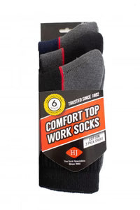 HJ Hall Men's Brown Mix Cotton Comfort Top Crew Work Socks - 3-Pair Pack – alternate view