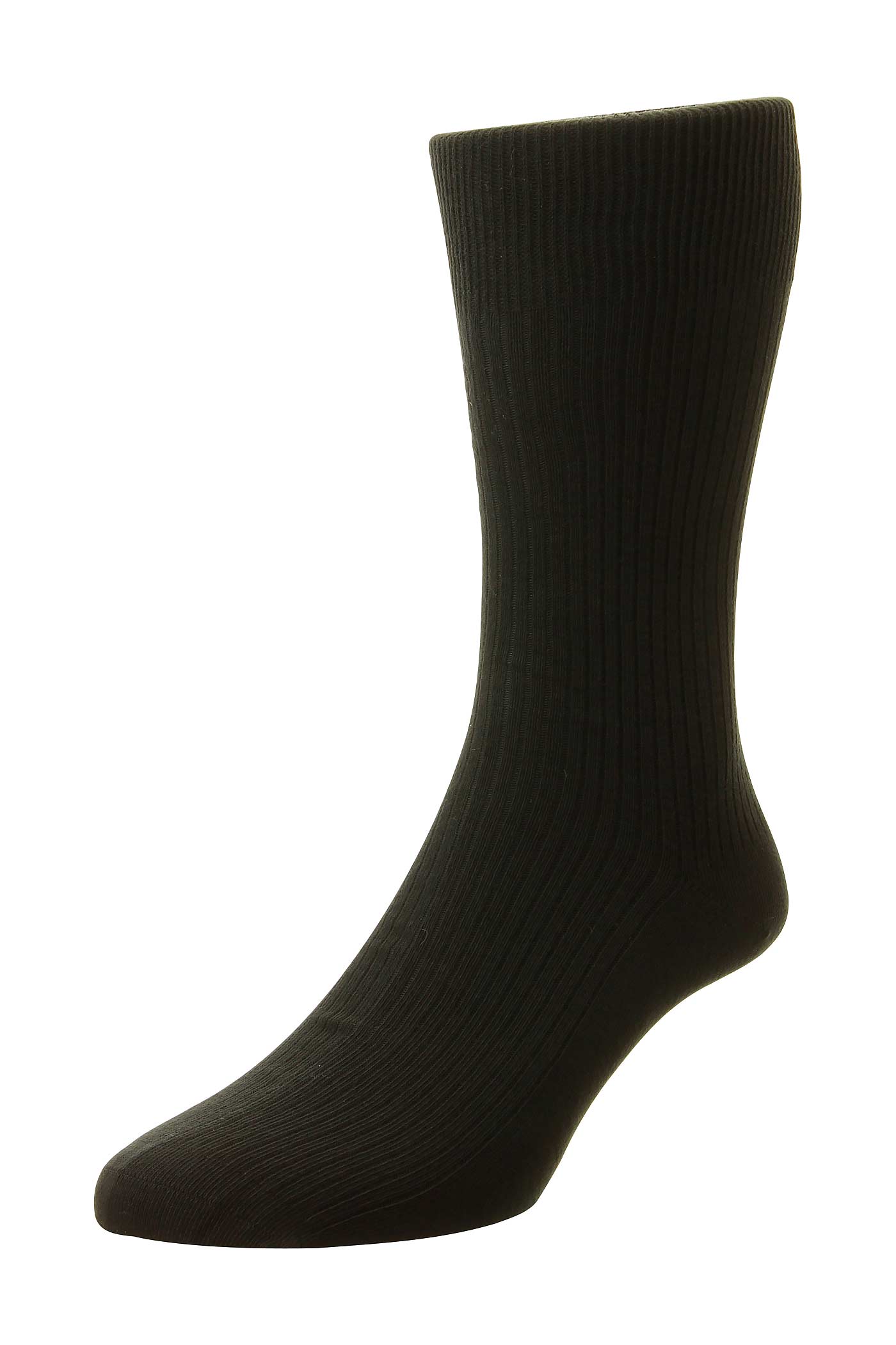 HJ Hall Men's Pure-Cotton Ribbed Socks in Black