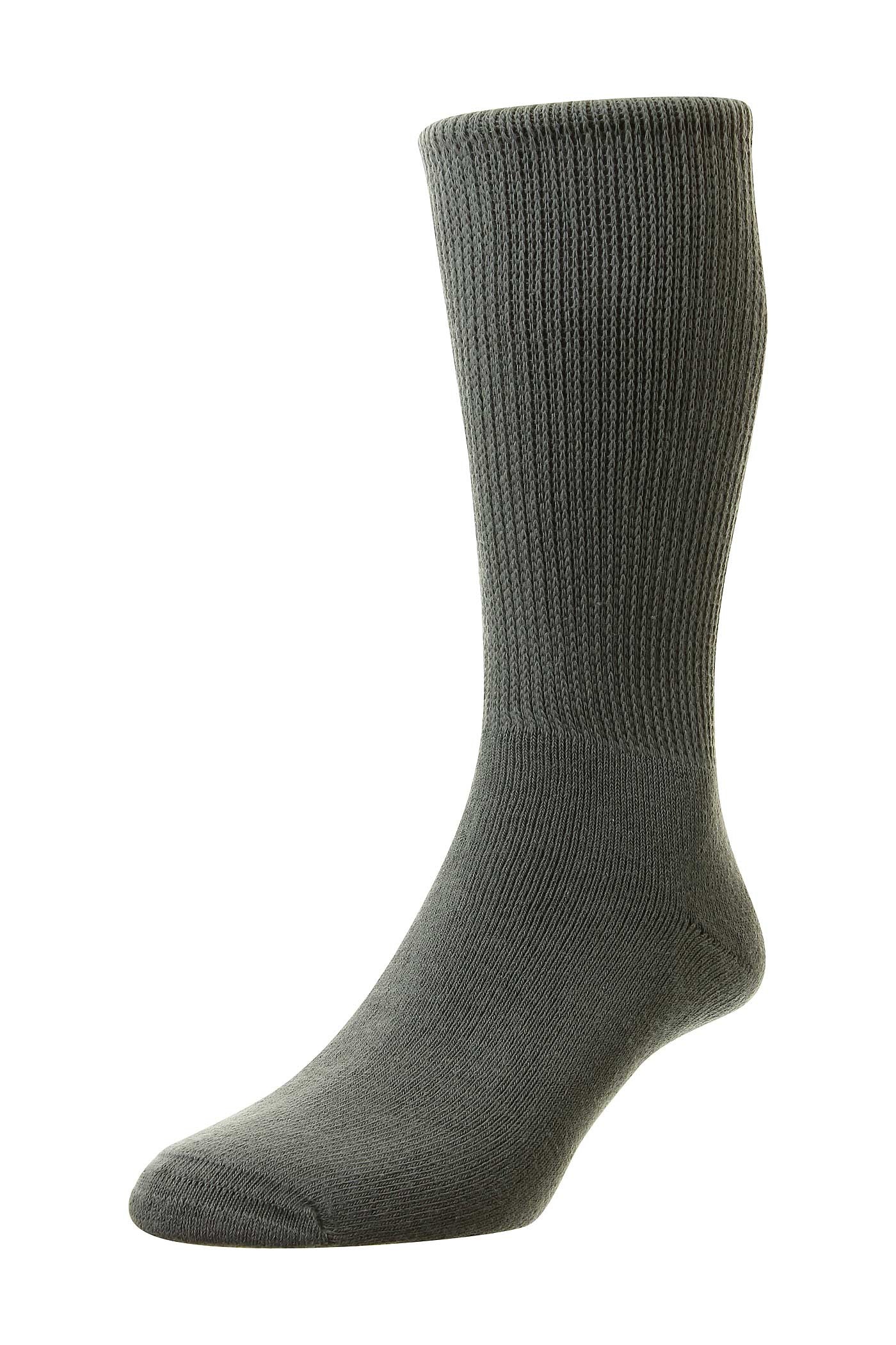 HJ Hall Men's Diabetic Mid-Calf Cotton Men's Socks in Dark Grey