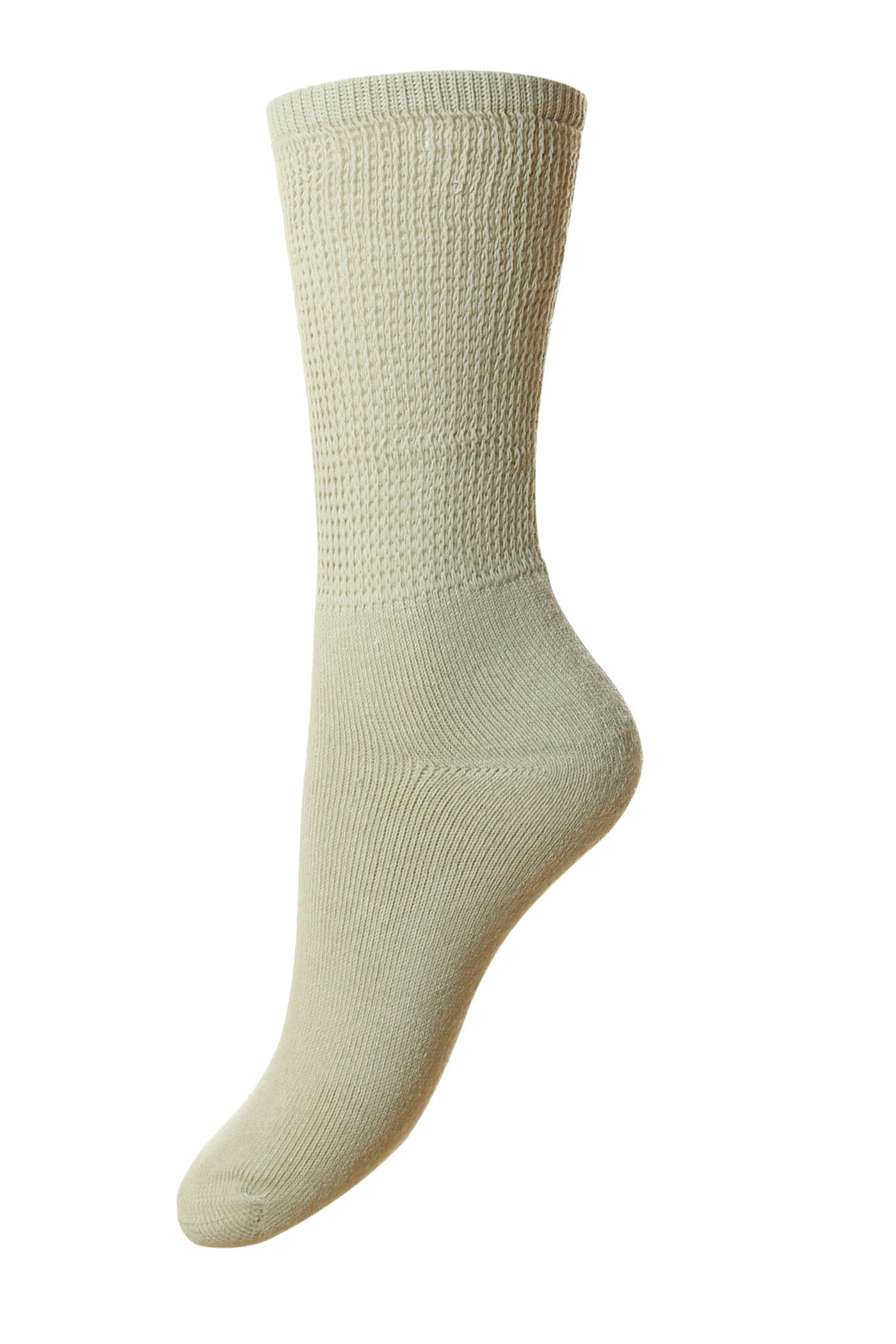 HJ Hall Women's Diabetic Mid-Calf Cotton Socks in Oatmeal