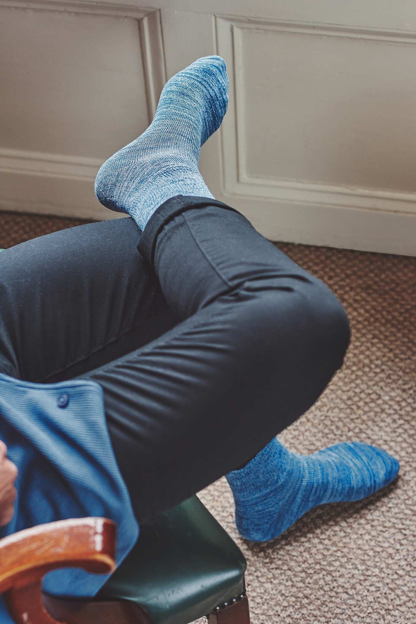 HJ Hall Lightweight Diabetic Cotton Socks in Indigo – alternate view