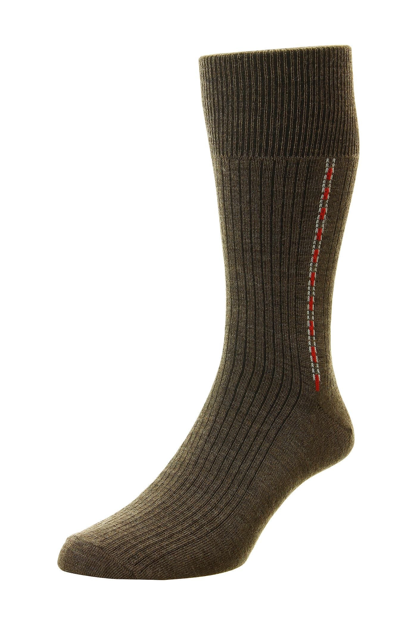HJ Hall Half Hose Fancy Panel Socks in Brown