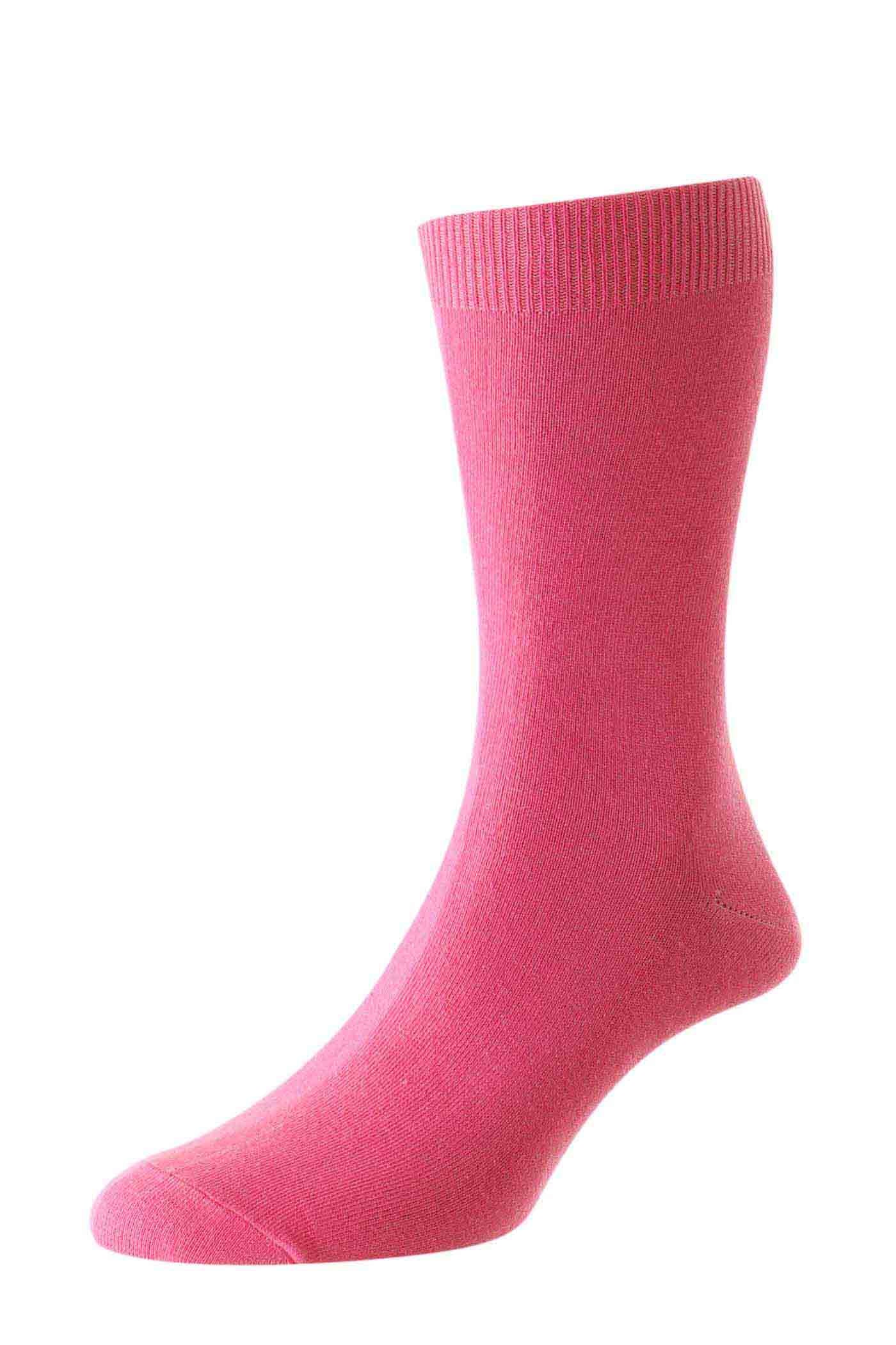 HJ Hall Men's Plain Bright Colour Cotton Socks in Pink