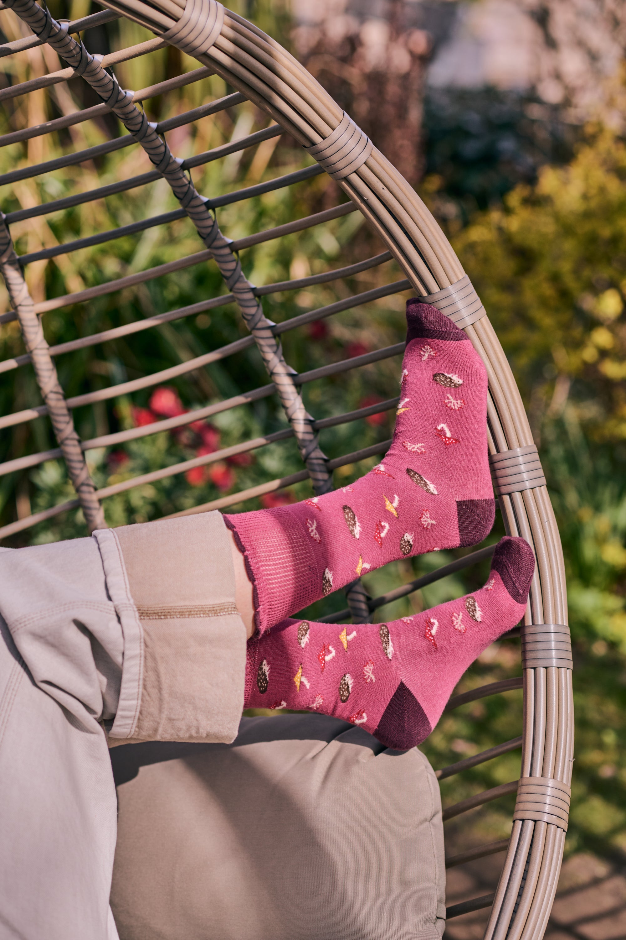 HJ Hall Women's Woodland Motif Cotton Comfort Top Socks – alternate view
