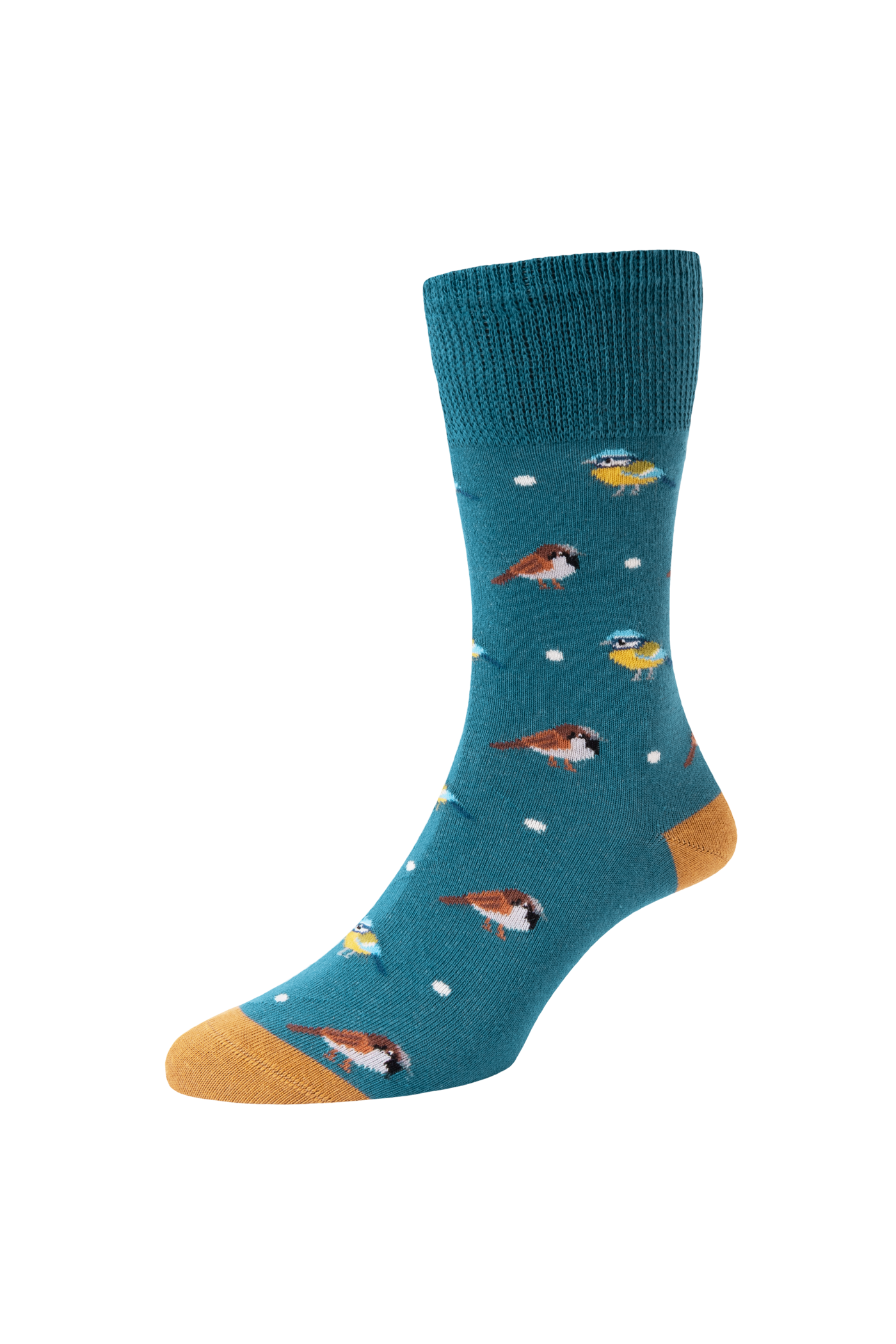 HJ Hall Women's Birds Motif Cotton Comfort Top Socks in Teal