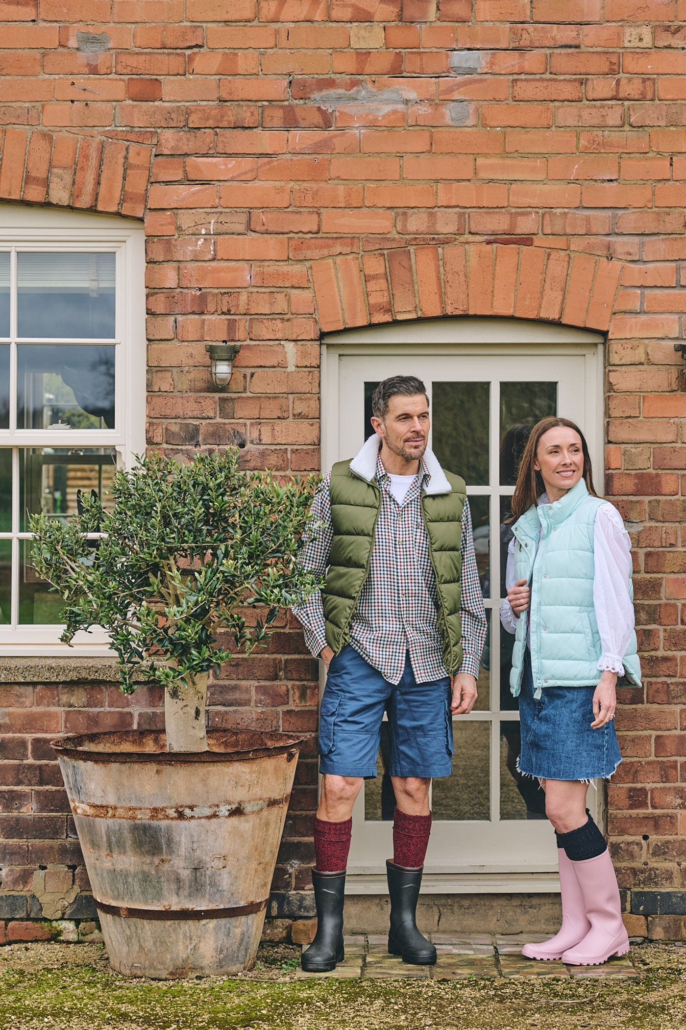 HJ Hall Men's Insulated Wool Wellington Boot Sock in Red – lifestyle shot