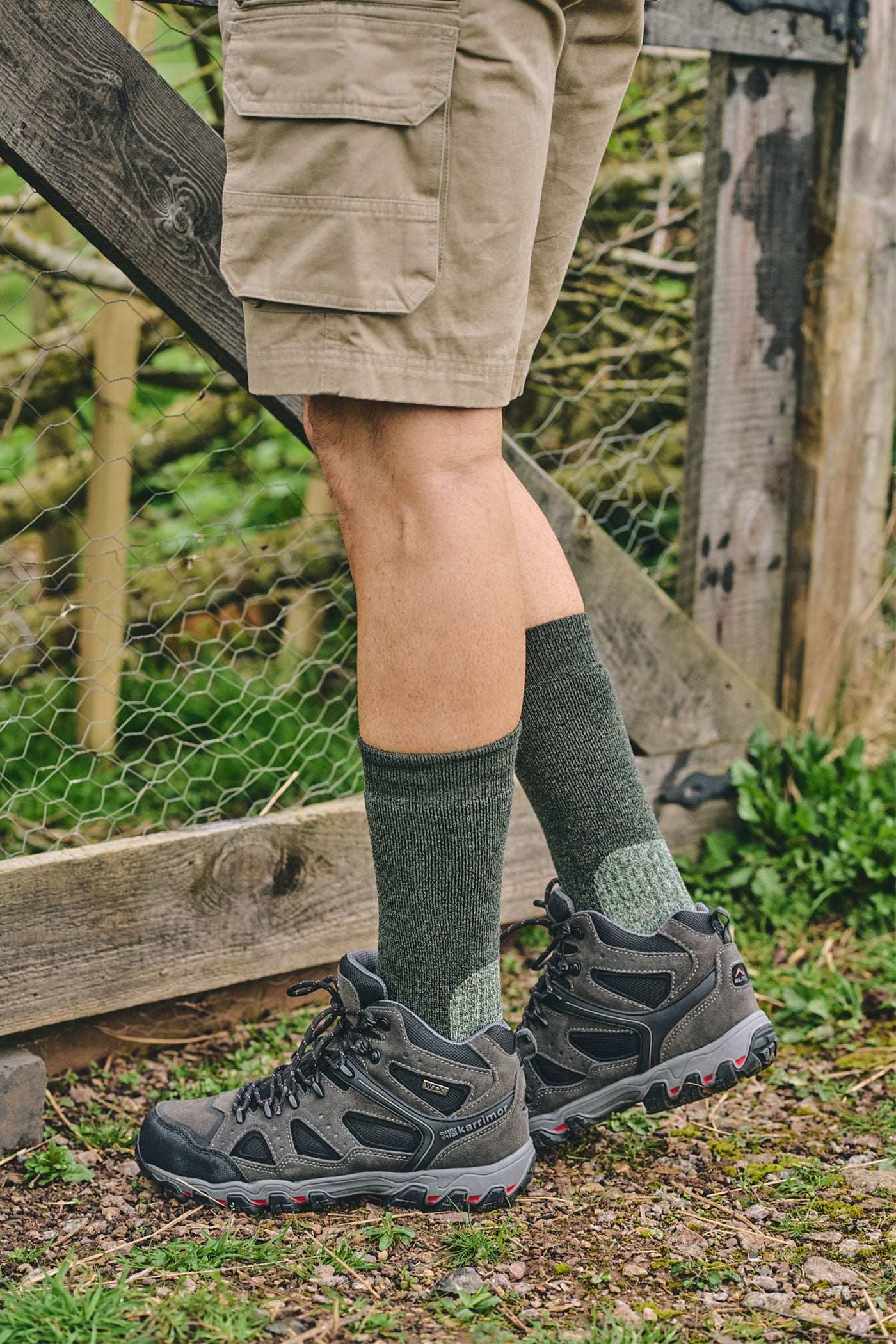 HJ Hall ProTrek Mountain Climb Wool Socks in Green – alternate view