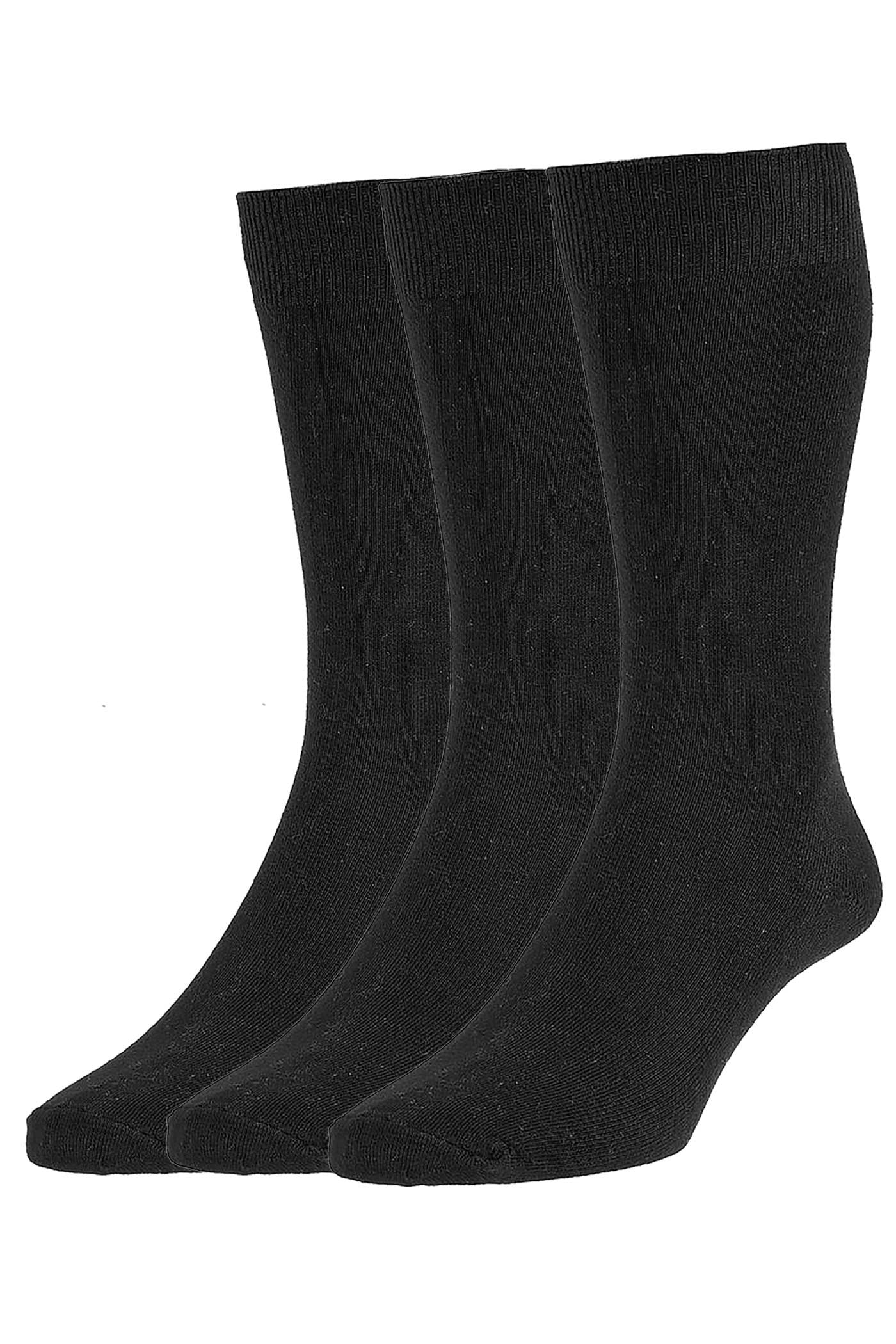 HJ Hall Men's Classic Plain Cotton Socks - 3-Pair Pack in Black