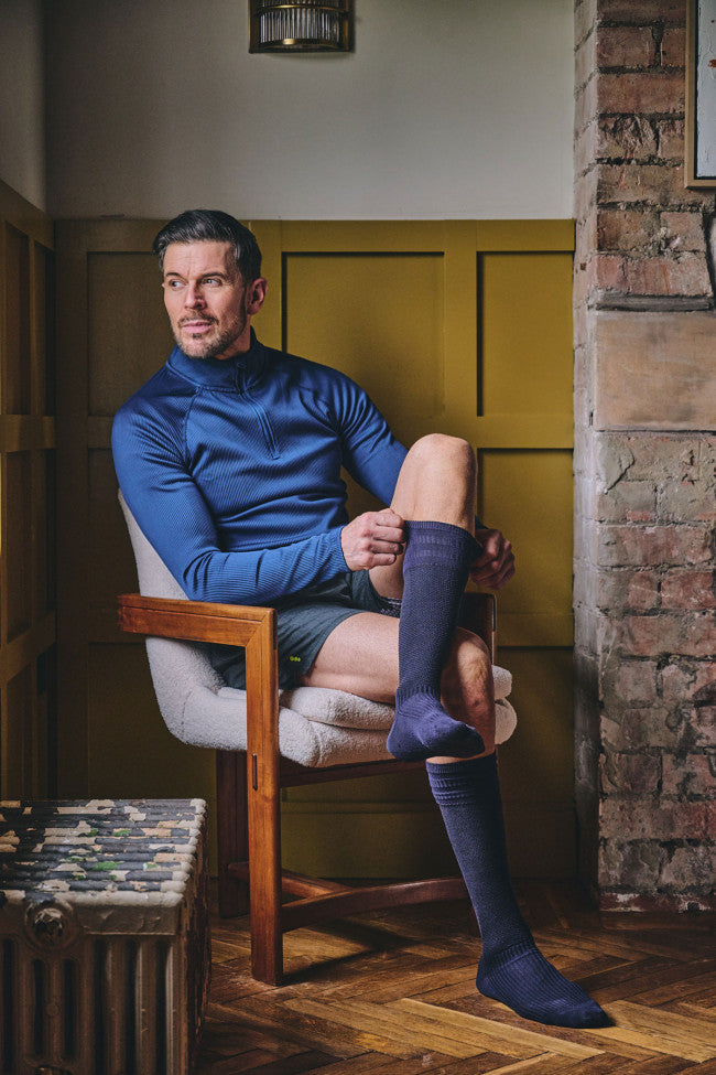 HJ Hall Cotton Rich Softop Socks - Energisox in Navy – alternate view