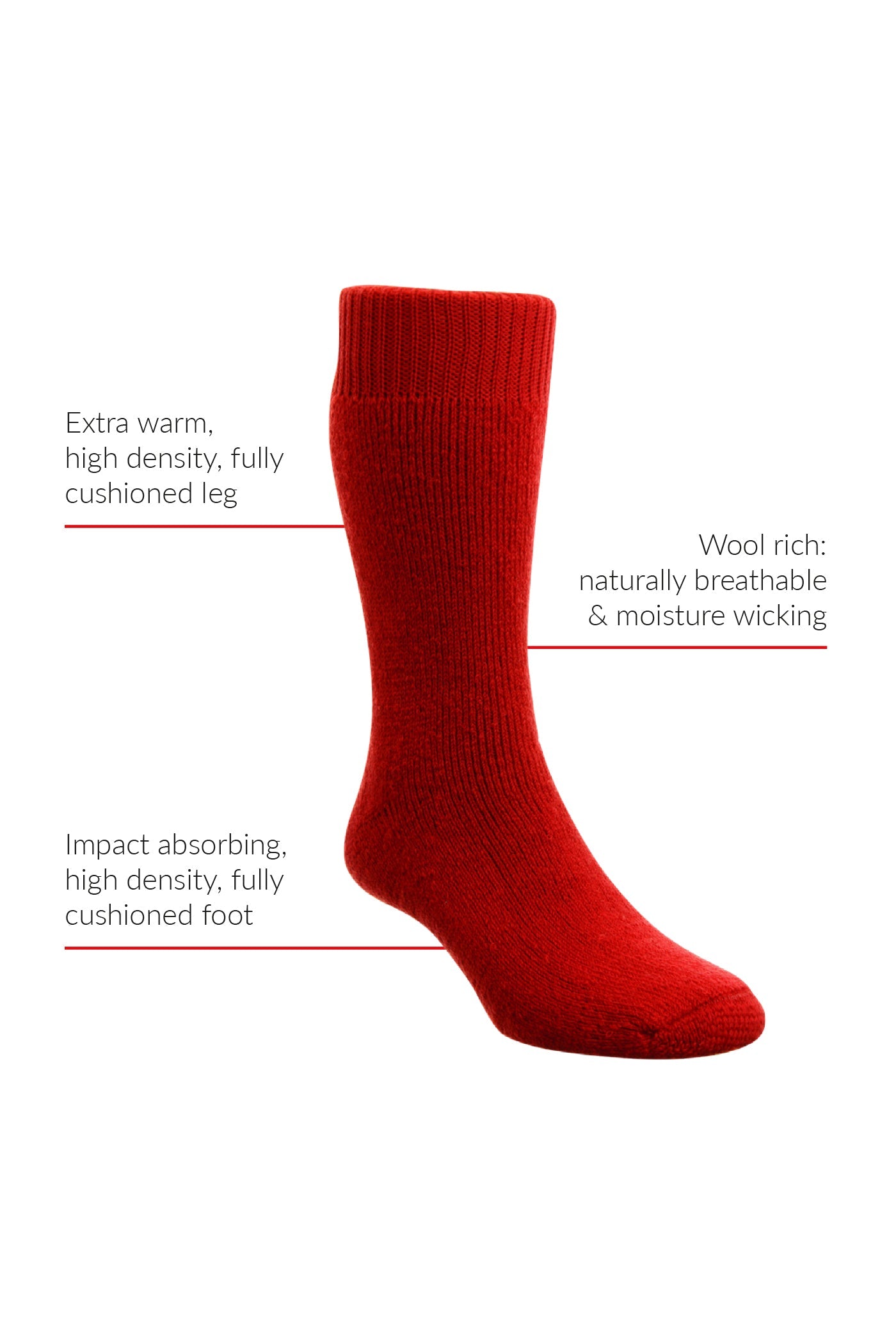 HJ Hall Cushioned Wool Socks - Rambler – product information graphic