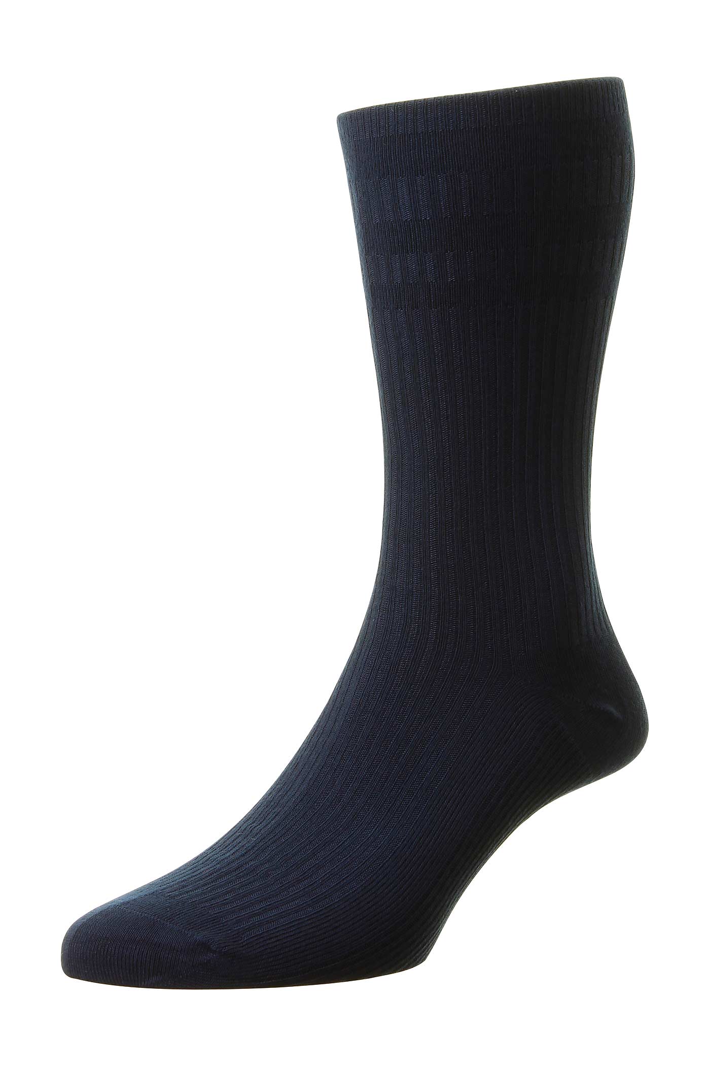 HJ Hall Men's Ribbed Bamboo Softop Socks in Navy